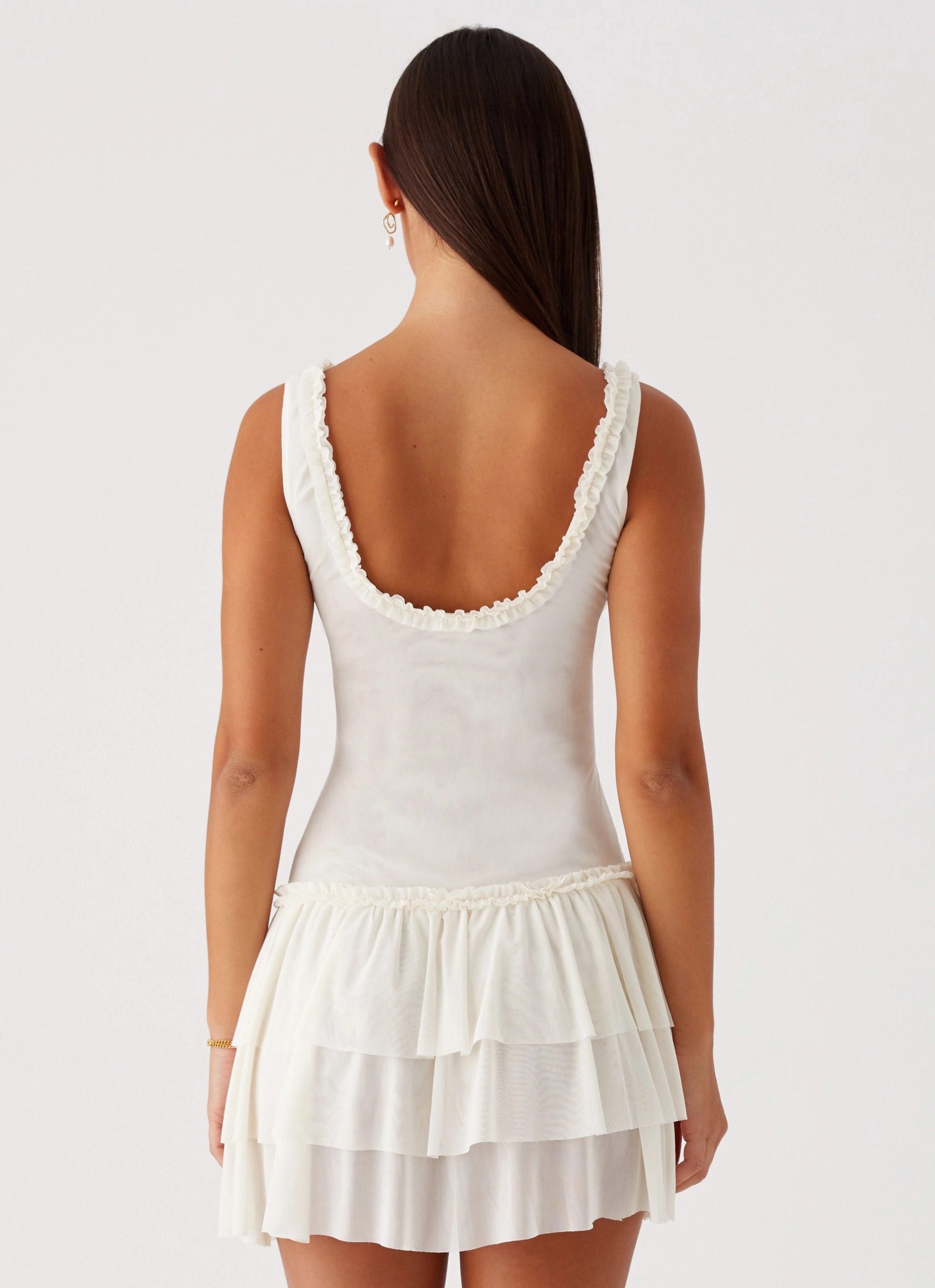 Celebrity-Inspired Cyprus Mini Dress - Ivory