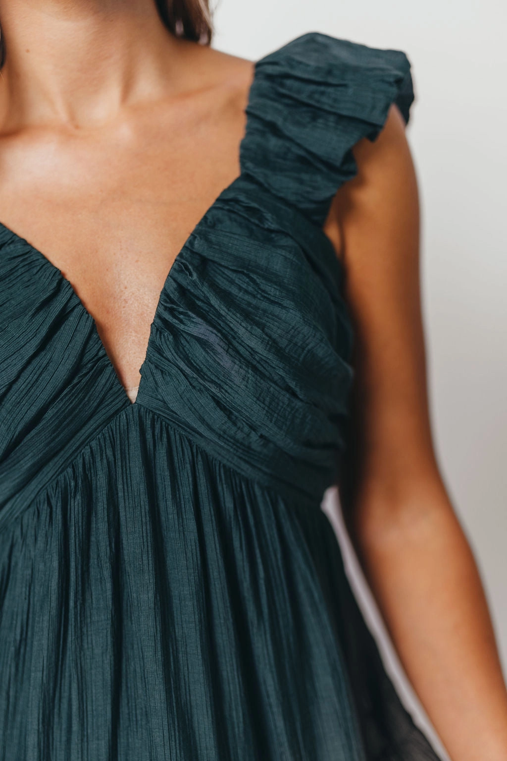 Katy Pleated Bodice Maxi Dress in Deep Teal - Bump Friendly Casual event dress