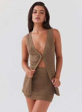 Modern Design Capri Glow Knit Skirt - Khaki