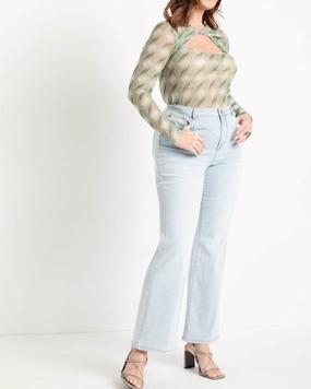 Naomi Flare Leg Jean | Light Wash Textured Versatile Shopping Day Trend Friendly