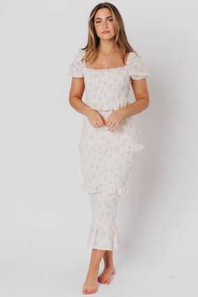 Light and Comfortable Wear Ada Smocked Dress in Pink Floral- Bump Friendly & Inclusive Sizing (S-3XL) *Final-Sale*