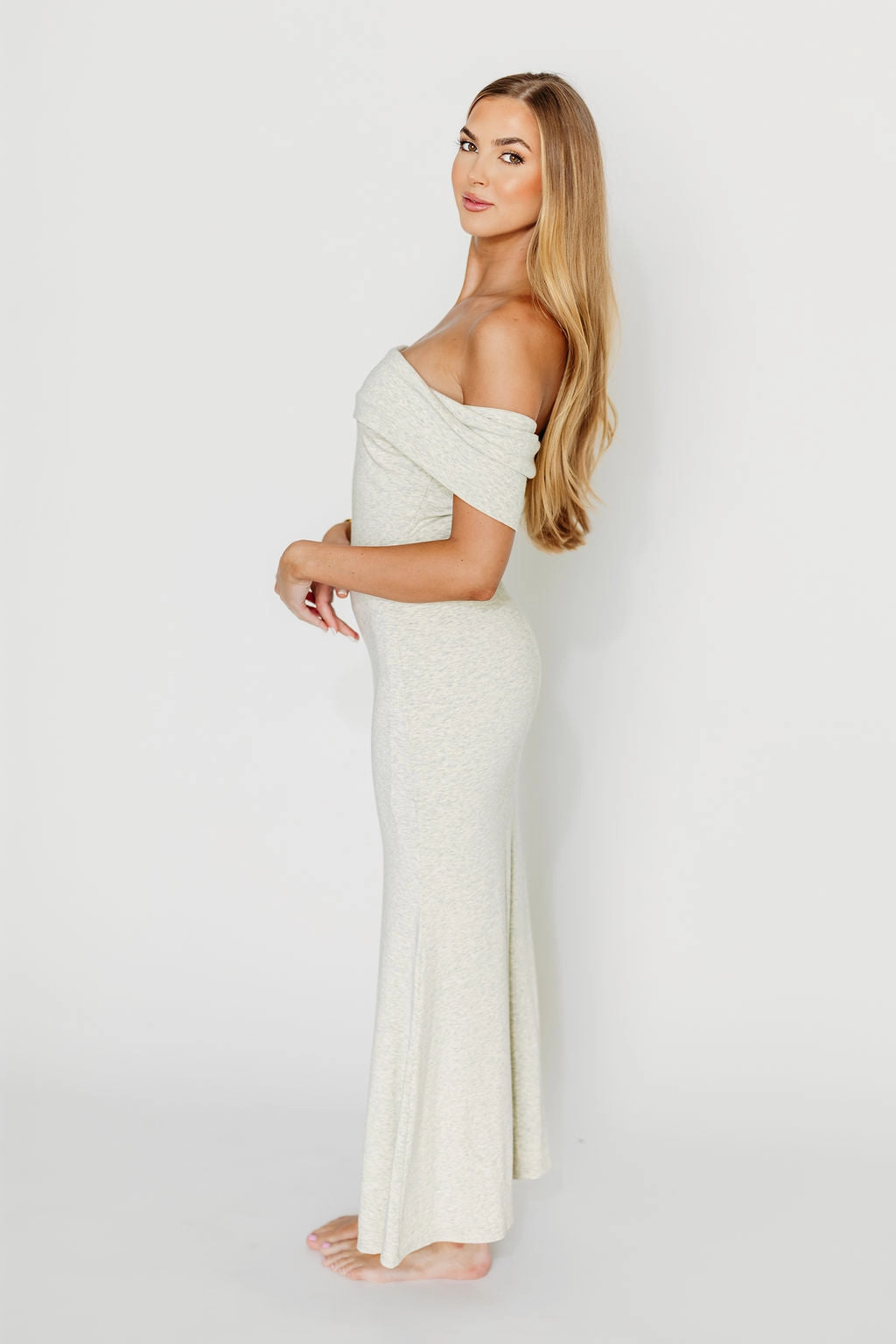 Indoor Event Monroe Maxi Dress in Heather Grey- Bump Friendly *Final-Sale*