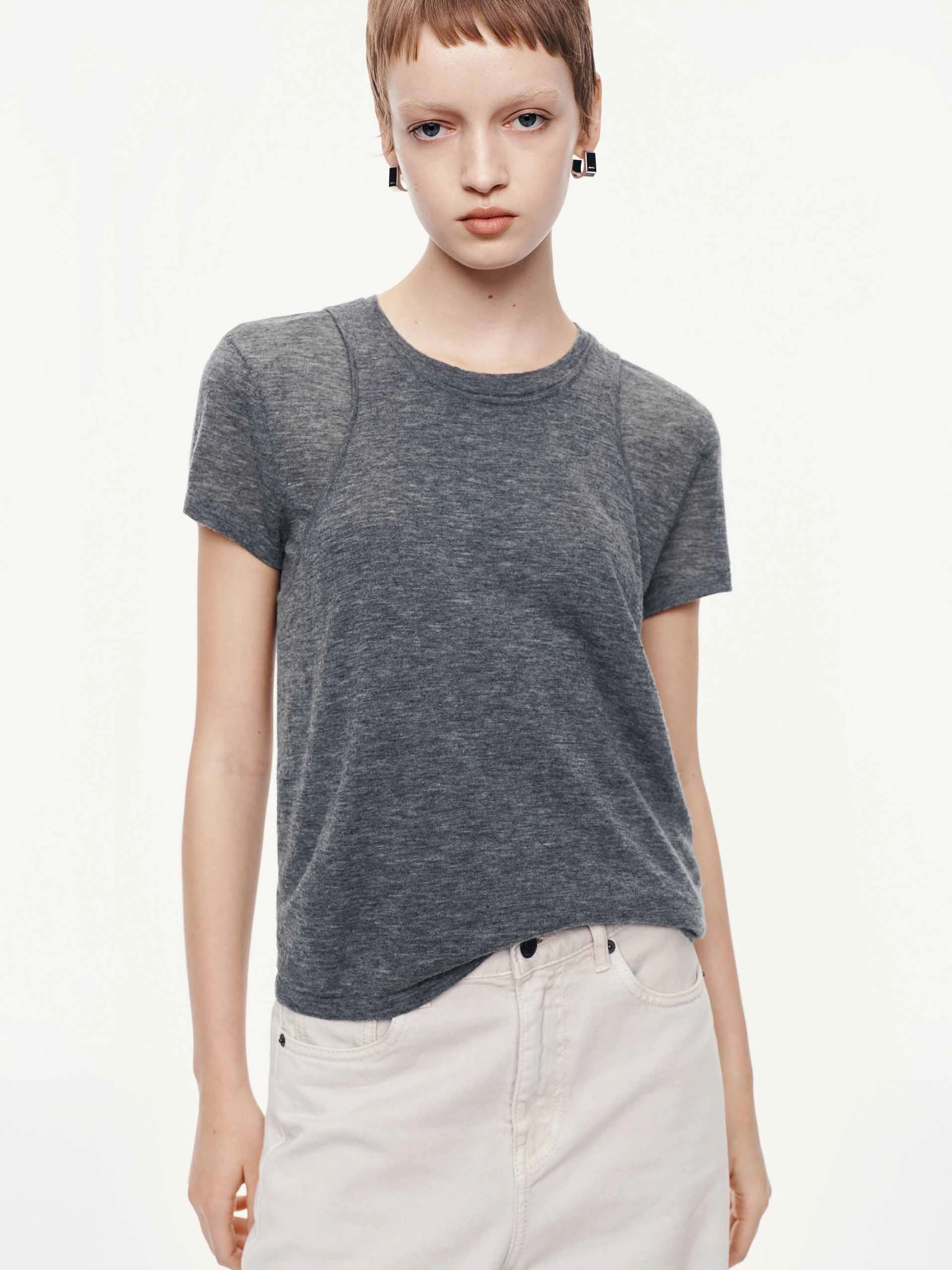 Quick Dry Integration Slub Texture Wool Knitted Top With Tank