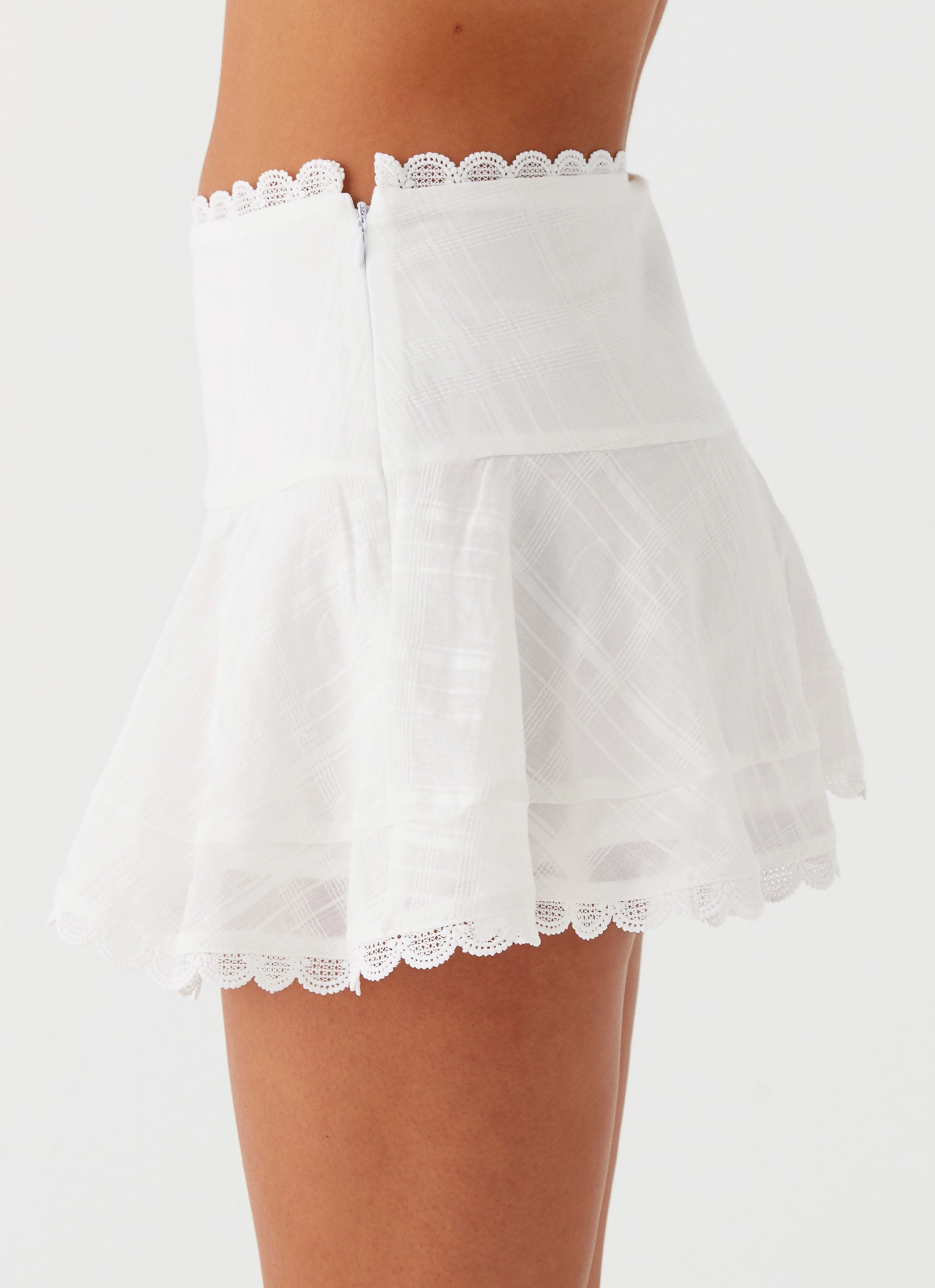 Hundred Percent Mini Skirt - White Breathable Lining Detachable Tie