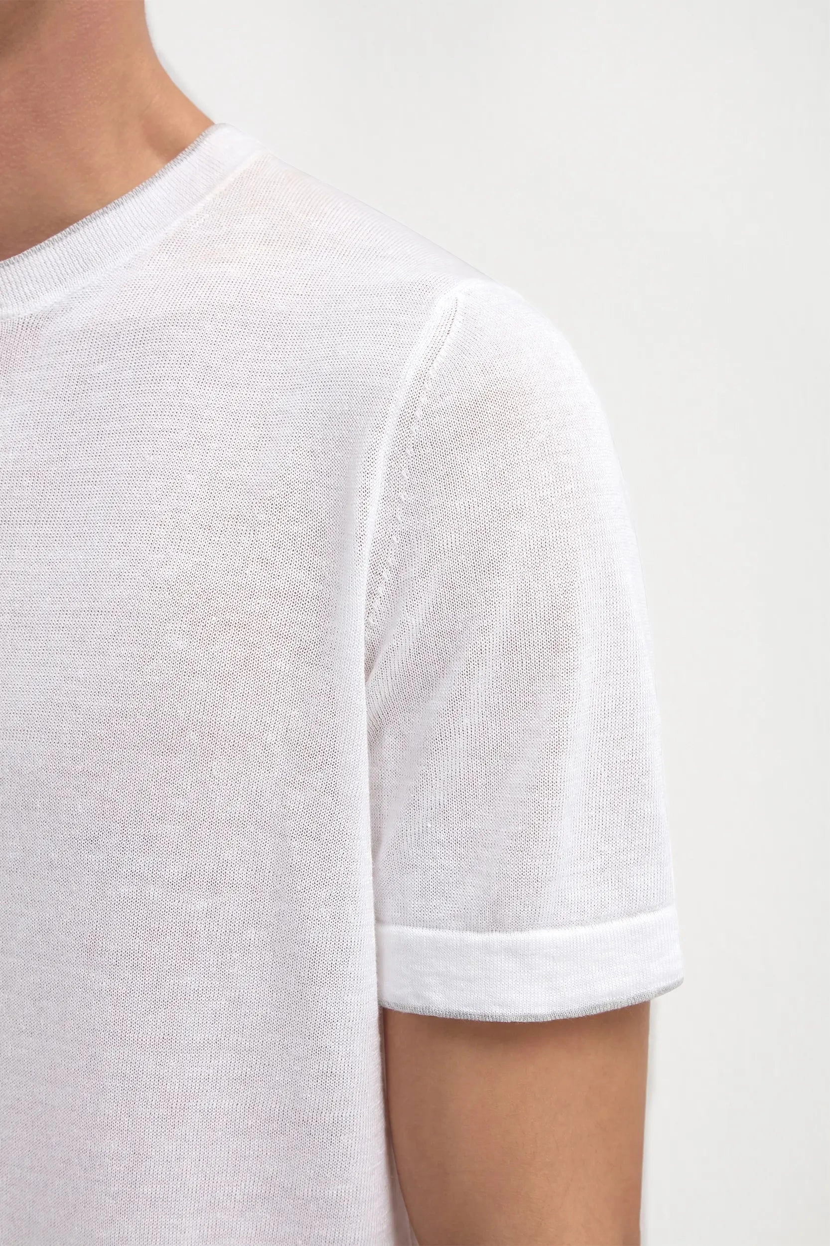 White linen and cotton t-shirt - Made in Italy Circular Knit