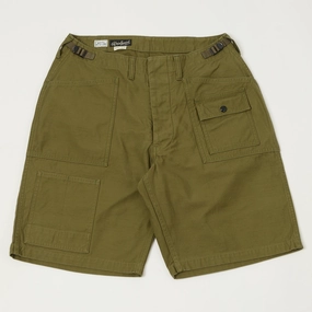 Freewheelers & Co Motor Psyclone 'Grunts' Shorts - Olive Fitted Design