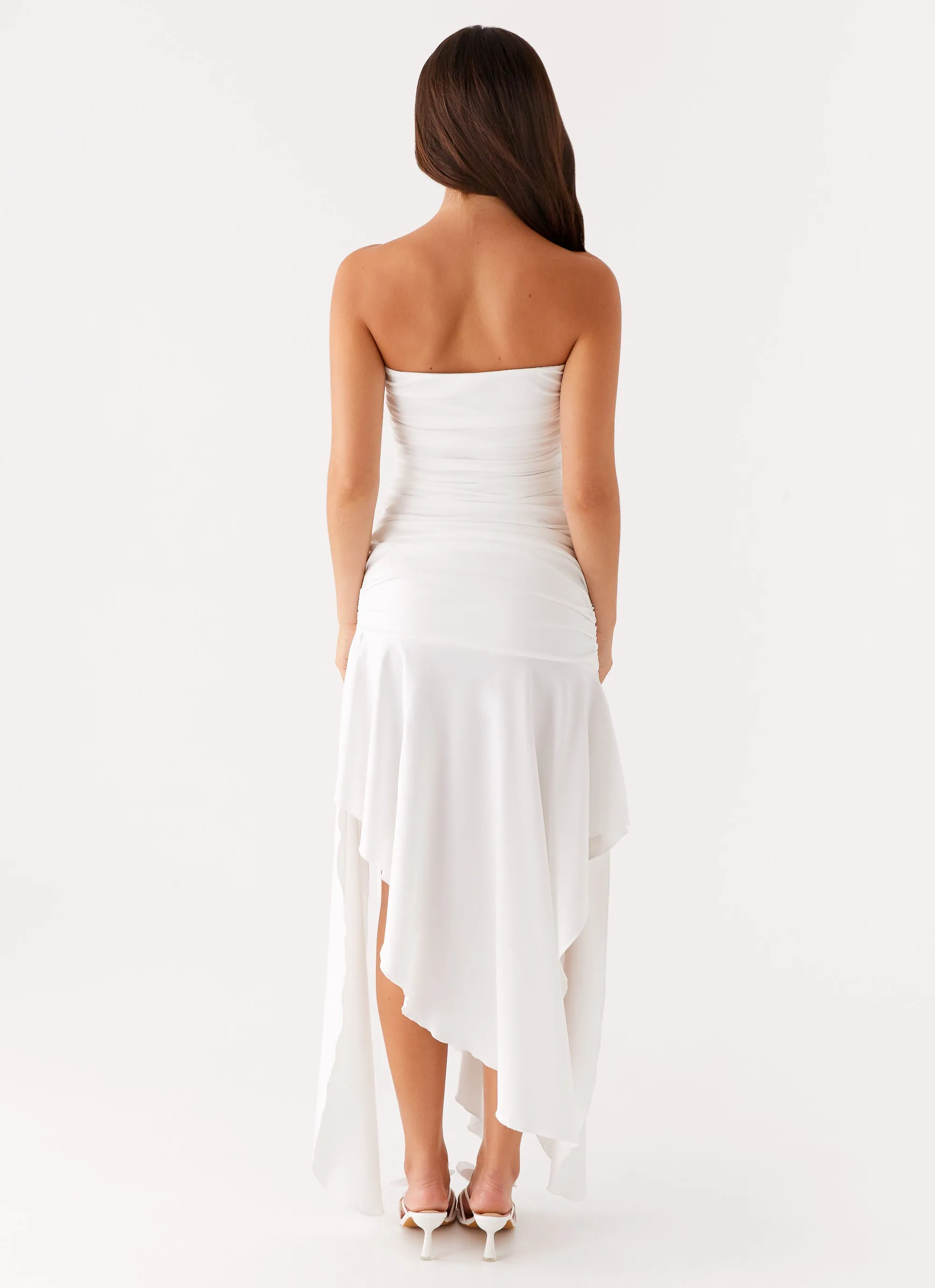 Structured-Shape garden wedding Ora Strapless Maxi Dress - White