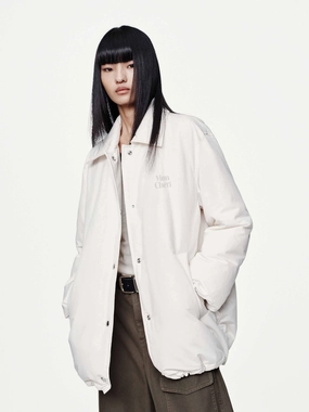 Snap Button Quilted Down Jacket Heat Sealed Edges