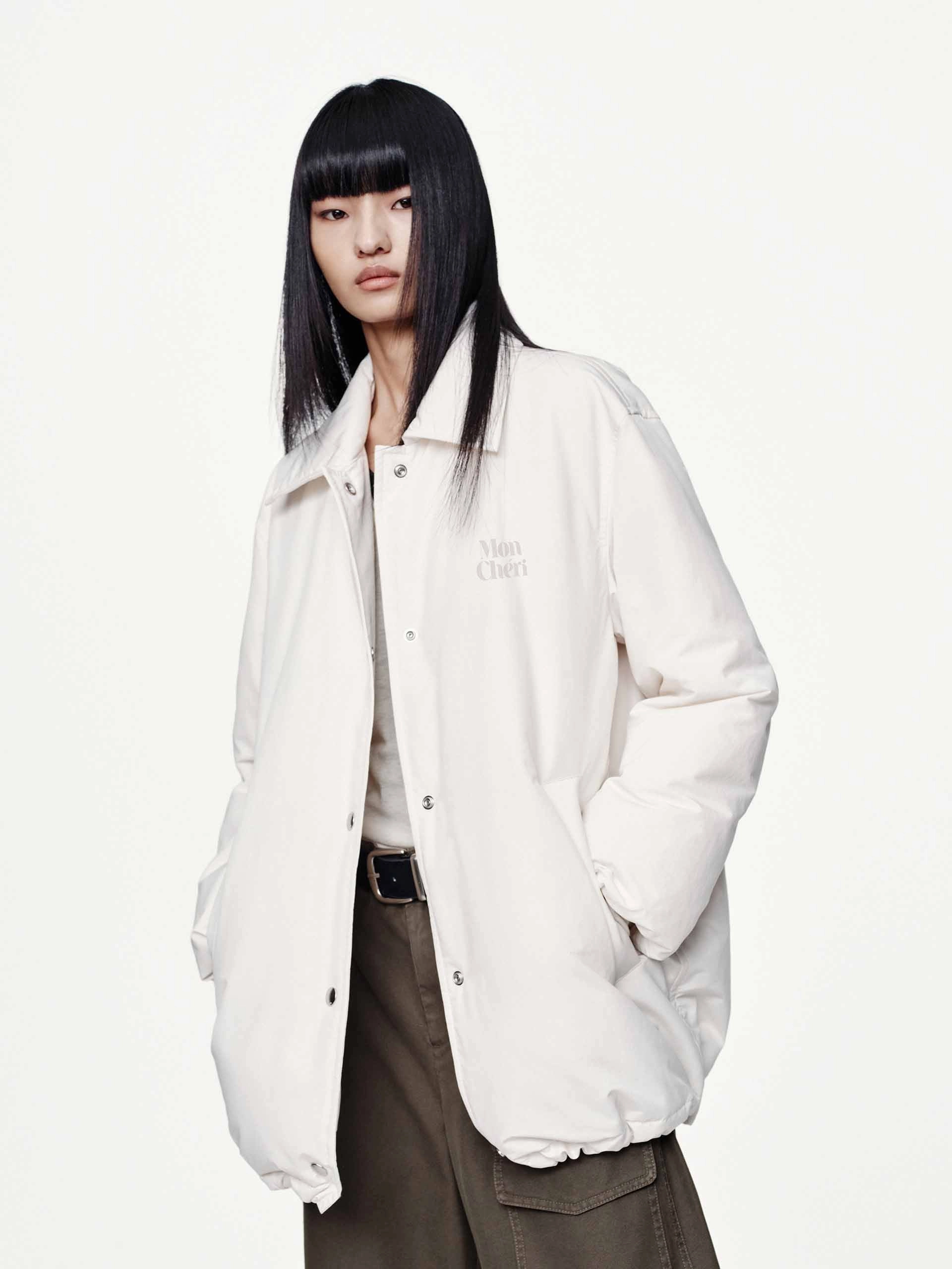 Snap Button Quilted Down Jacket Heat Sealed Edges