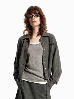 Unisex Appeal WaterRepellent Finish Snap Button Wool Cardigan