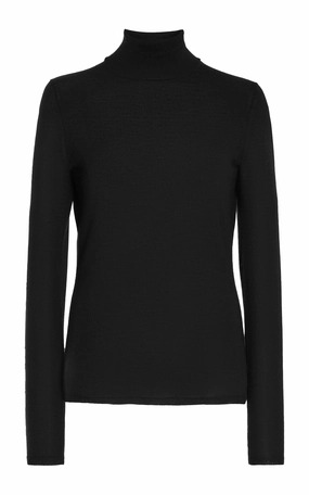 PreShrunk Fabric Costa Knit Turtleneck in Black Cashmere Silk