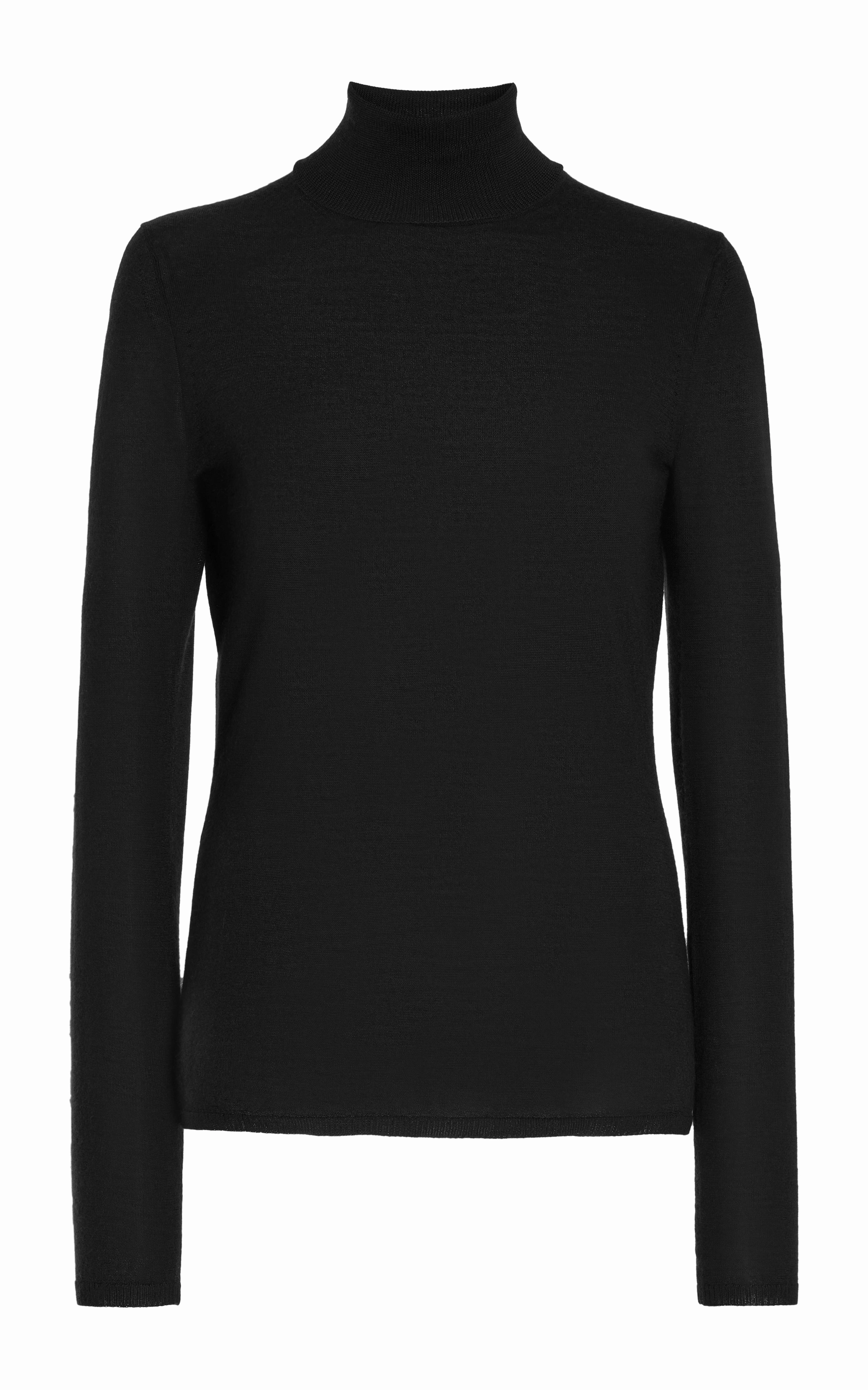 PreShrunk Fabric Costa Knit Turtleneck in Black Cashmere Silk