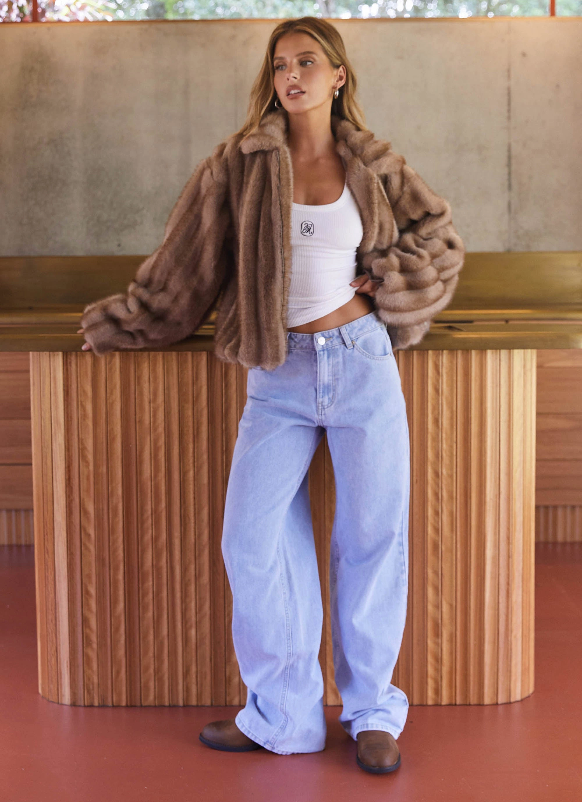 Naylor Faux Fur Jacket - Brown Soft Interior Lining