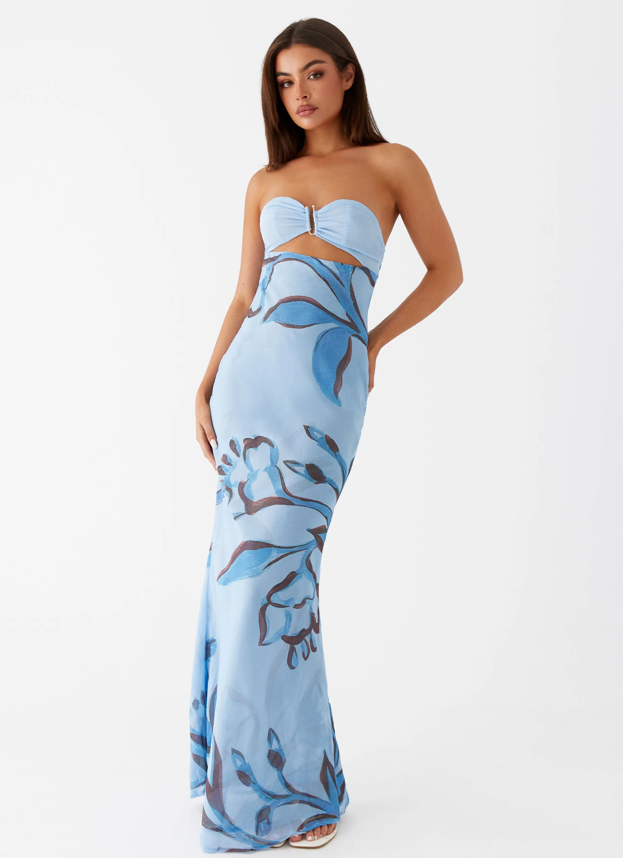 Office Shape Tropicana Maxi Dress - Blue Floral