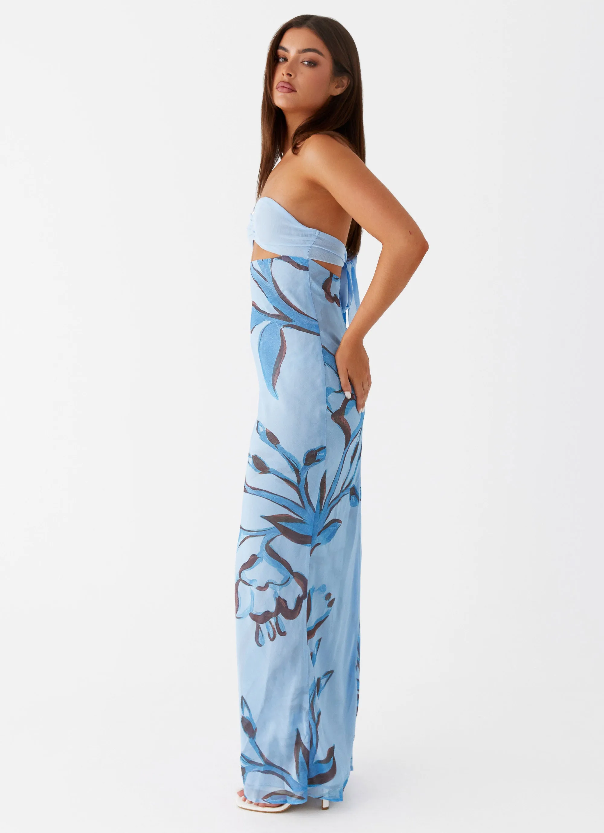 Side-Pocket Tropicana Maxi Dress - Blue Floral