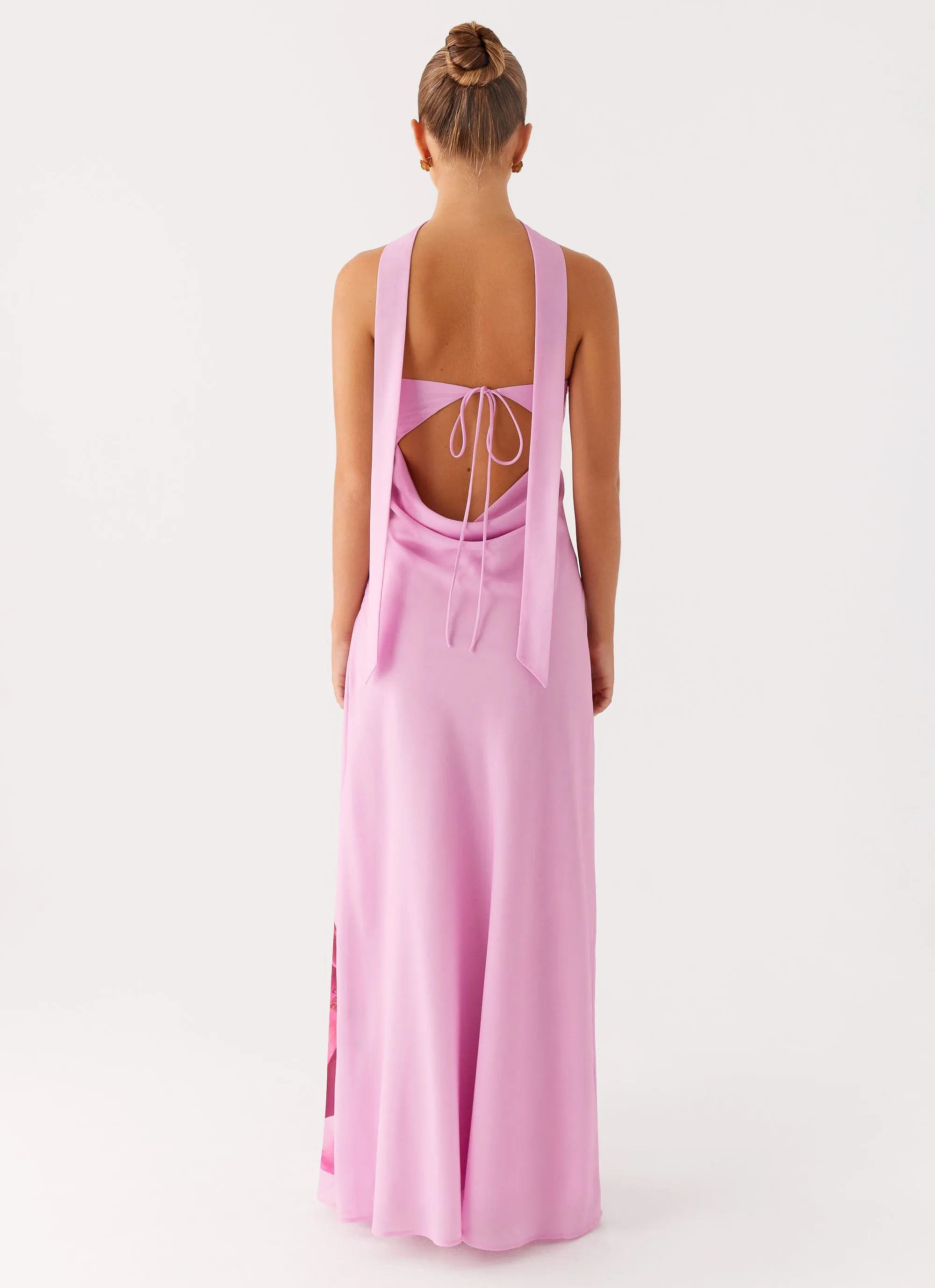 Countryside-Style Night Charm Prim Maxi Dress - Pastel Pink