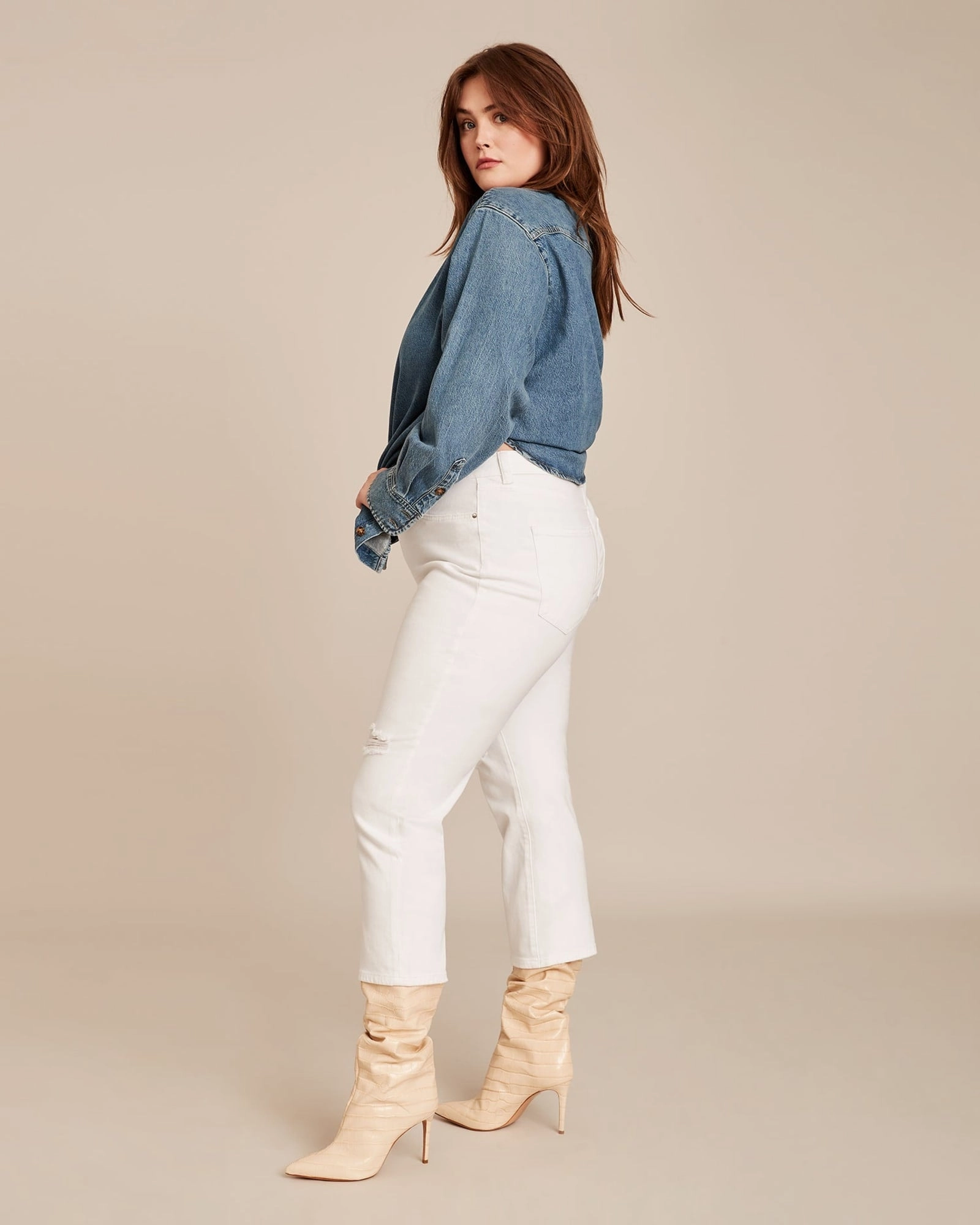 tailored look Stretch Fabric Patti Straight Jean | WHITE