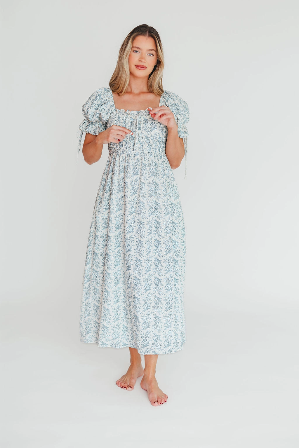 Polite Tone 100% Cotton Savanna Steppe Dress in Blue- Bump Friendly & Inclusive Sizing