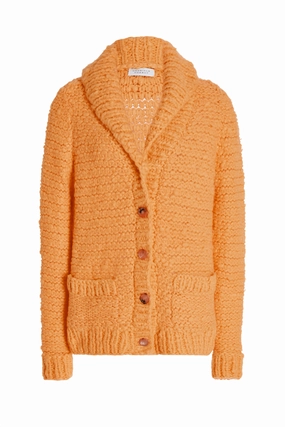 Moses Knit Cardigan in Fluorescent Orange Welfat Cashmere Daily Wear