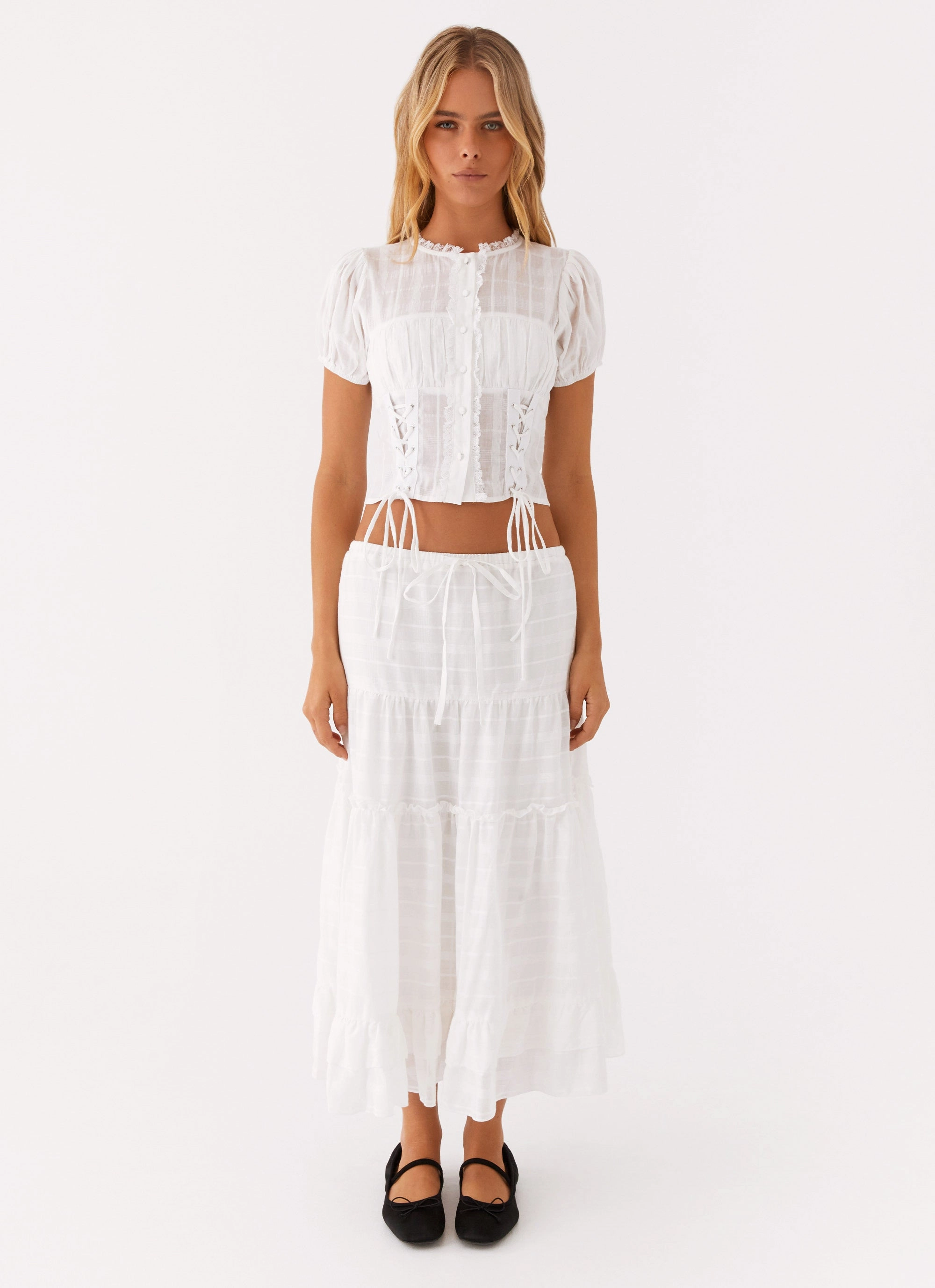 Temperature Regulating Quick Recovery Fabric Beatrix Top - White