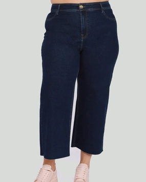 Flattering Waist Design All Season Style Mallory Super High Rise Culotte | Blue Dark Wash