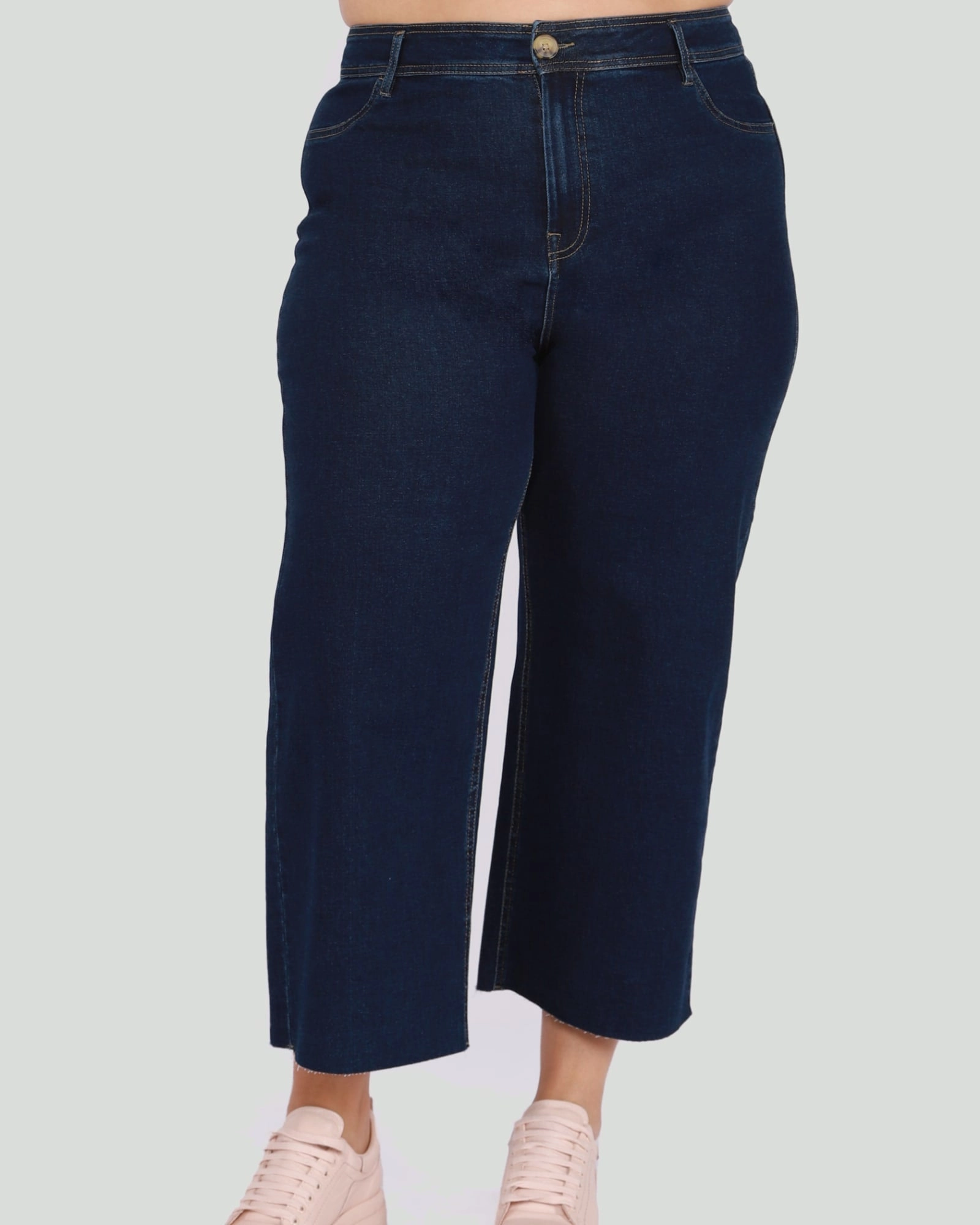 Flattering Waist Design All Season Style Mallory Super High Rise Culotte | Blue Dark Wash