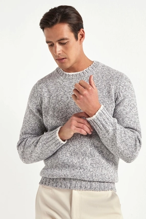 Light grey mouline round neck - Made in Italy Bold Simplicity