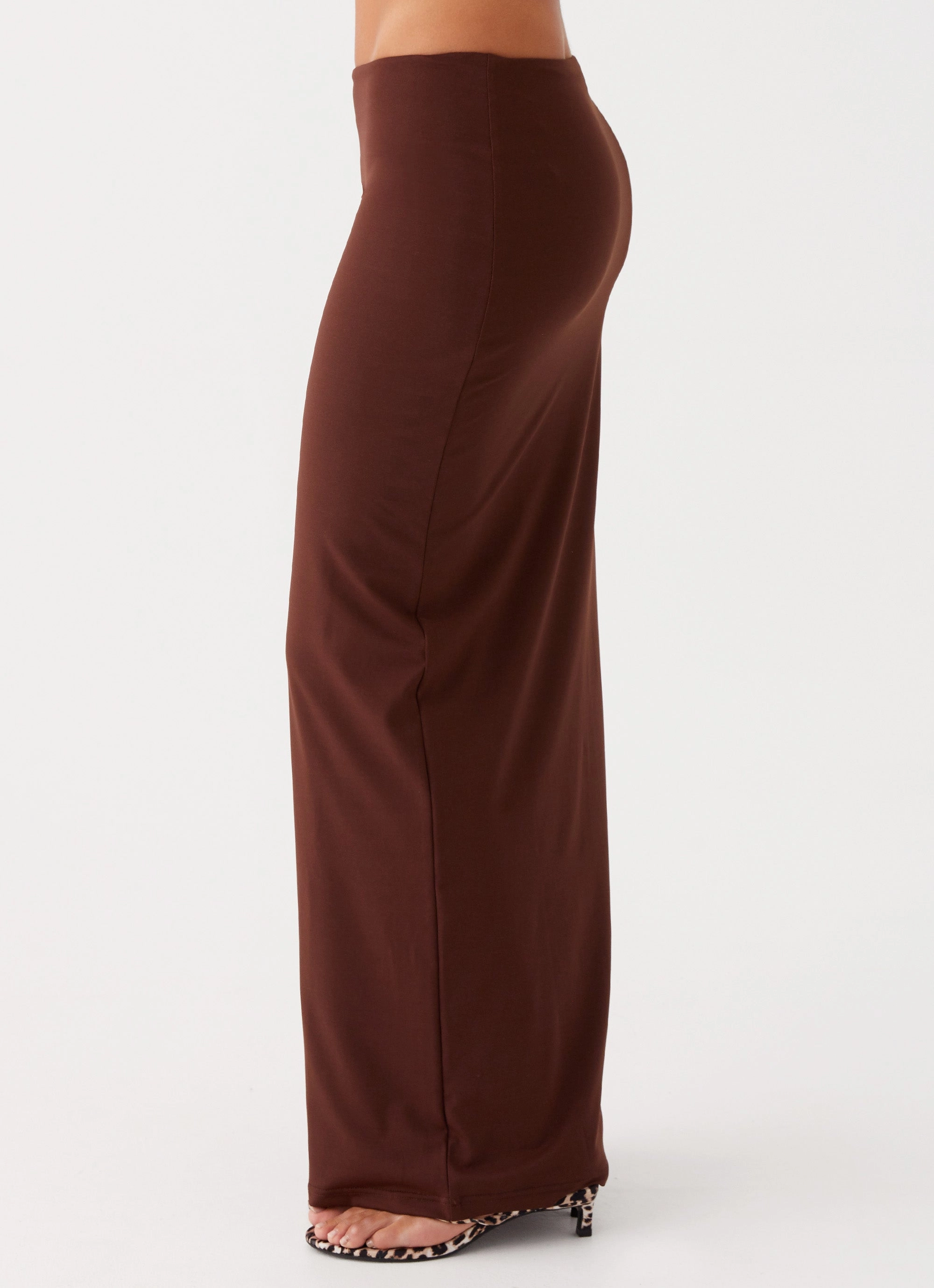 Lightweight Lining Simple Fashion Solace Soul Maxi Skirt - Chocolate