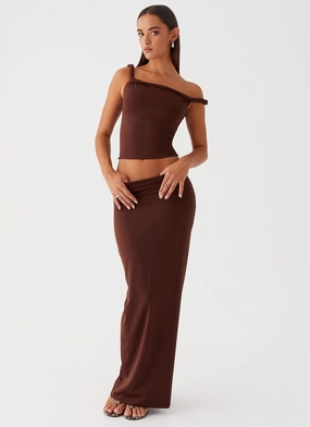 Exclusive Drop Solace Soul Maxi Skirt - Chocolate