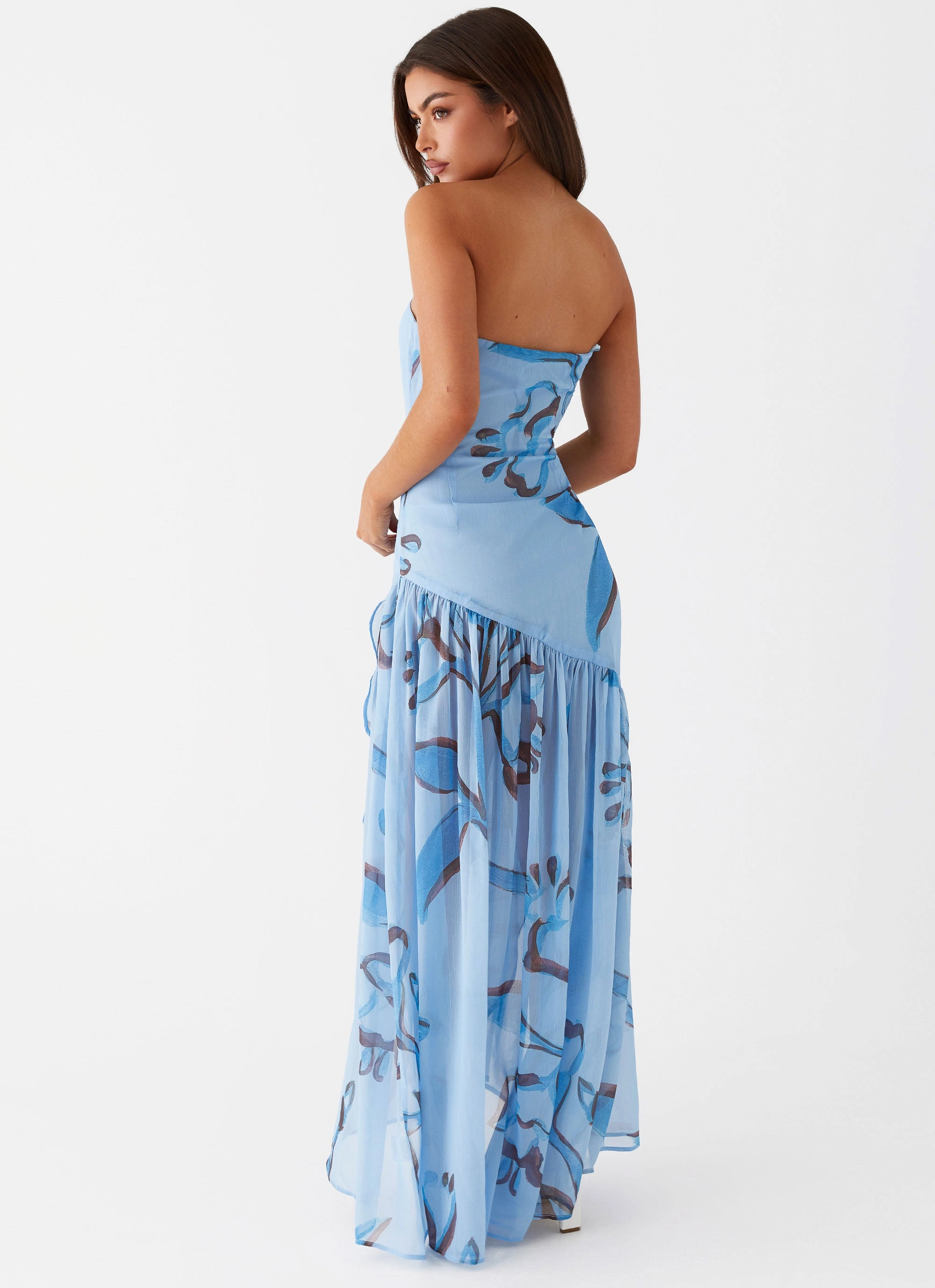 Solaris Strapless Maxi Dress - Blue Floral Trendy Vibes Versatile Touch