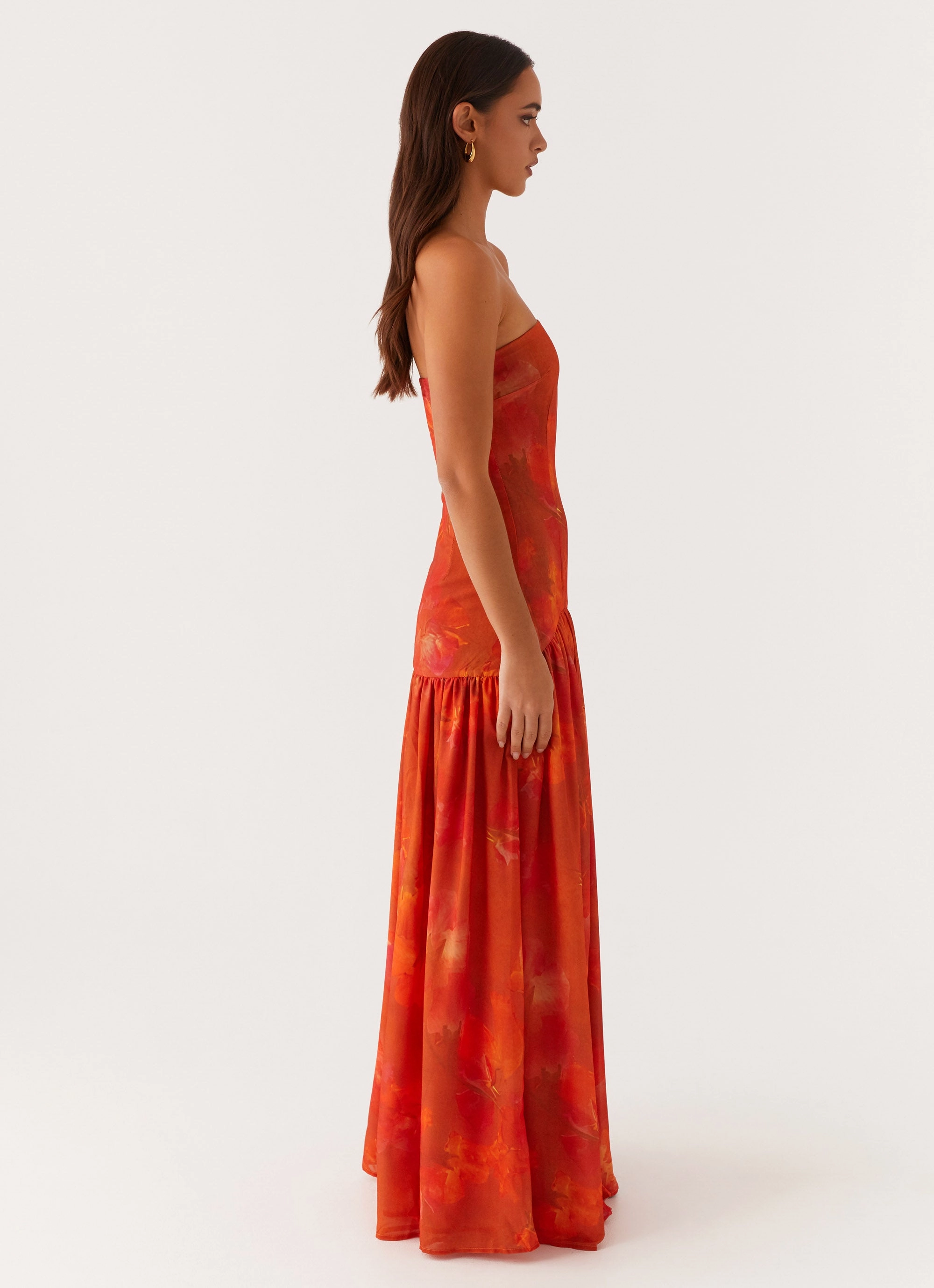 Silky-Lining Day-To-Night Wear Eden Strapless Maxi Dress - Amber