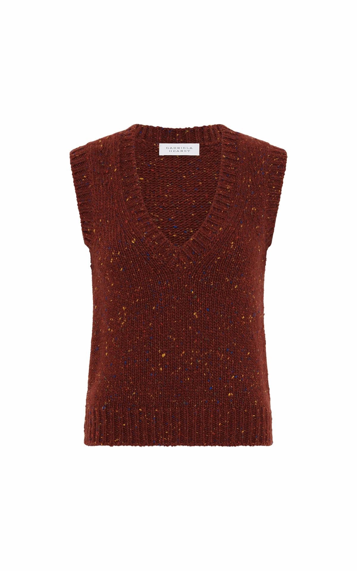 Solomon Knit Vest in Burnt Sienna Multi Speckle Cashmere Sweater Knit