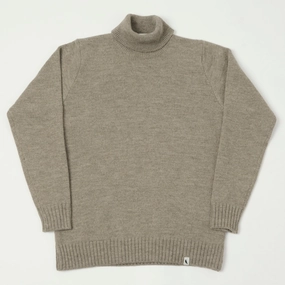 Texture Detail Peregrine Makers Stitch Polo Neck Jumper - Oak