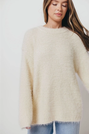Chilly Day Knitwear Sporty Style Jane Pullover Sweater in Cream