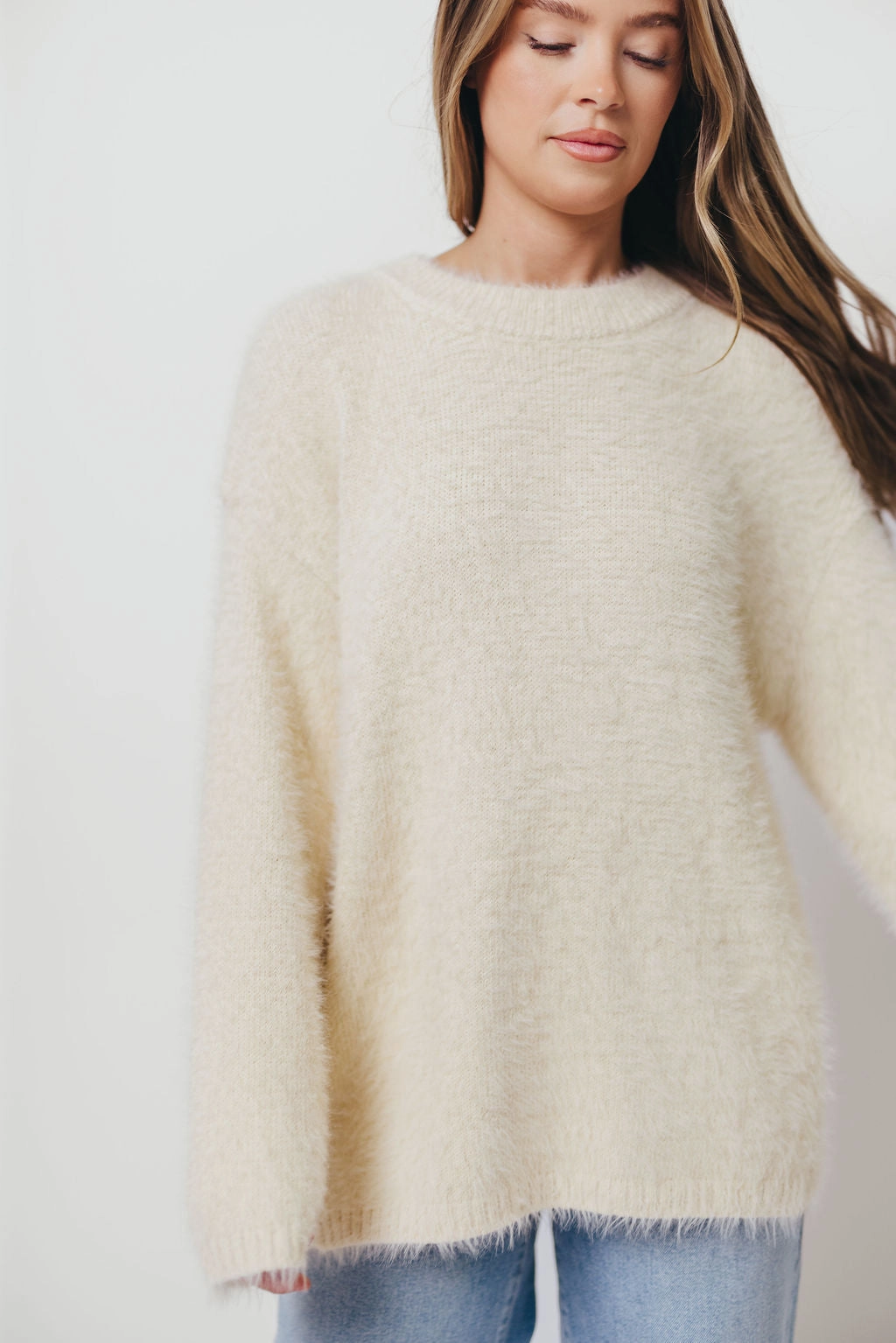 Chilly Day Knitwear Sporty Style Jane Pullover Sweater in Cream