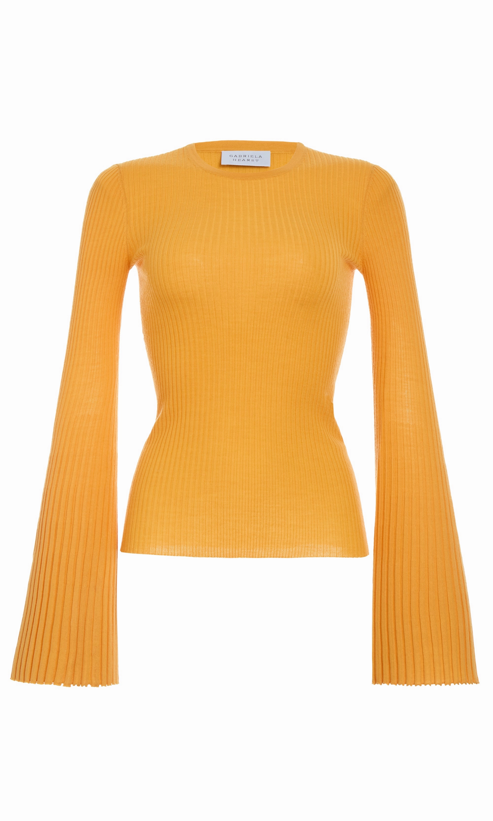 Soraya Knit Sweater in Yellow Merino Wool Elastic Edging