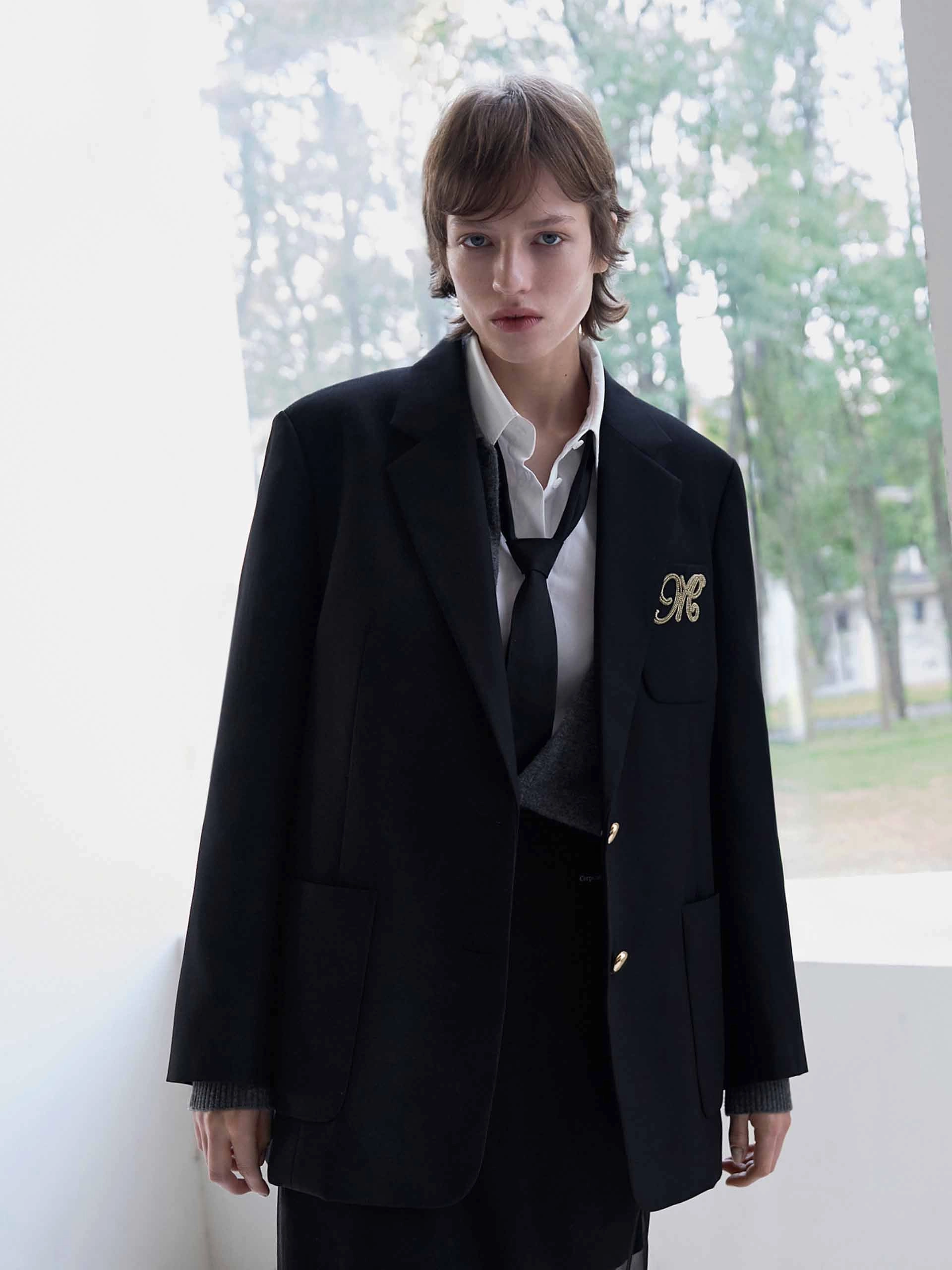 Front Logo Tailored Blazer Layered Protection Thermal Lining