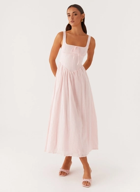 windproof Retro Mood Pascuelle Midi Dress - Pink