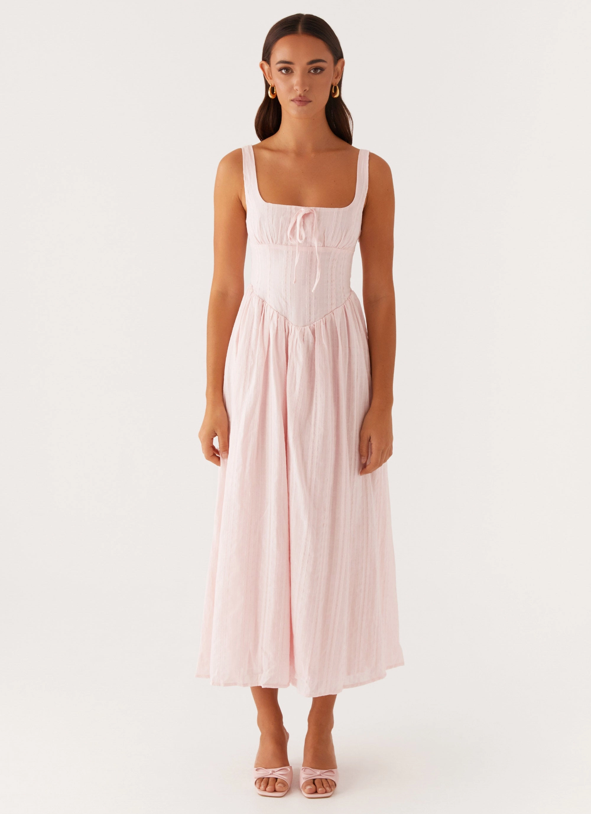 Pascuelle Midi Dress - Pink Front-Slit Curvy Glam