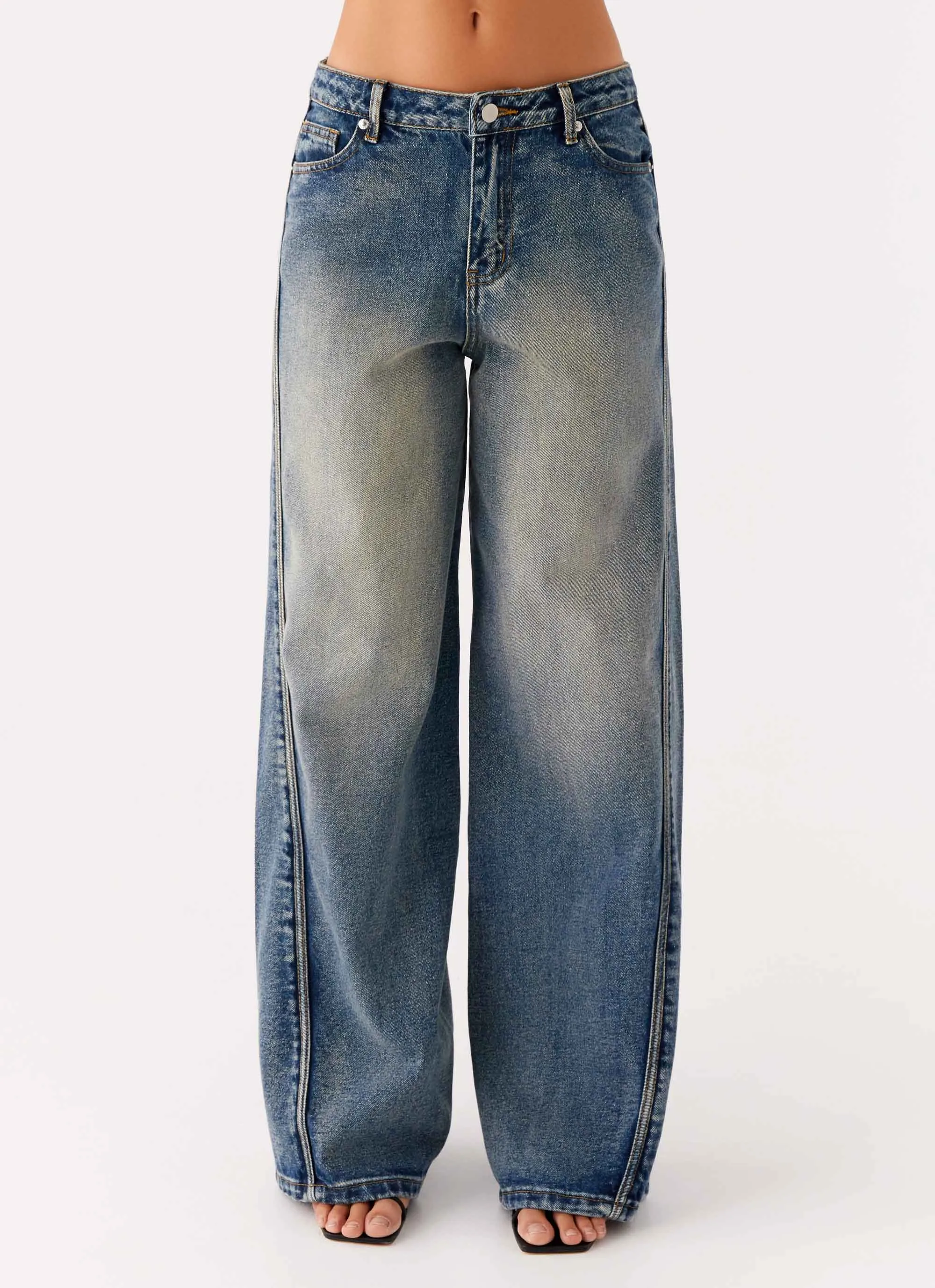 Calico Denim Jeans - Indigo Straight Leg Design Perfect Fit Waist