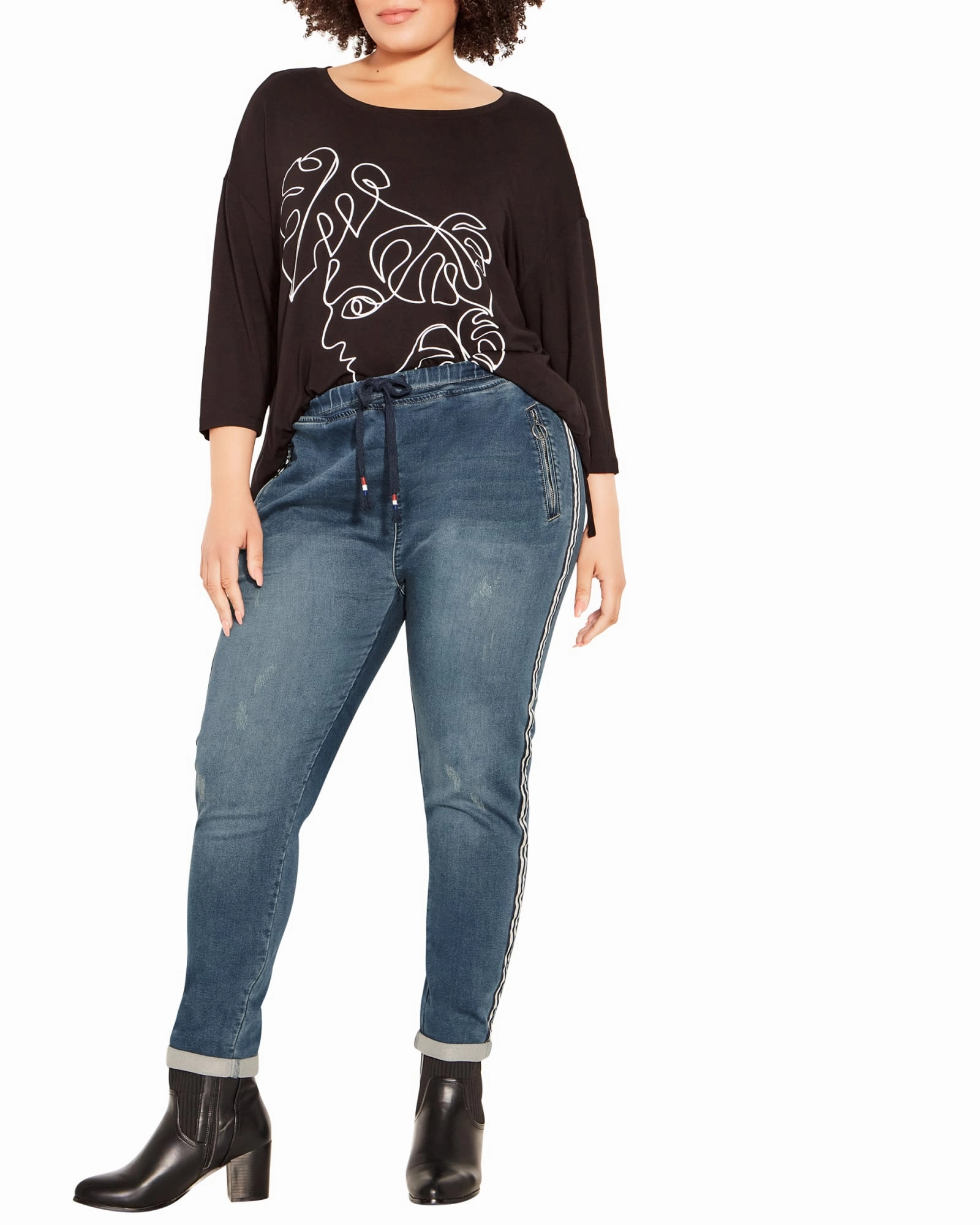 Functional Style Outdoor Enthusiast Sunny Vibes Teen Outfit Shay Side Stripe Jogger | Medium Wash