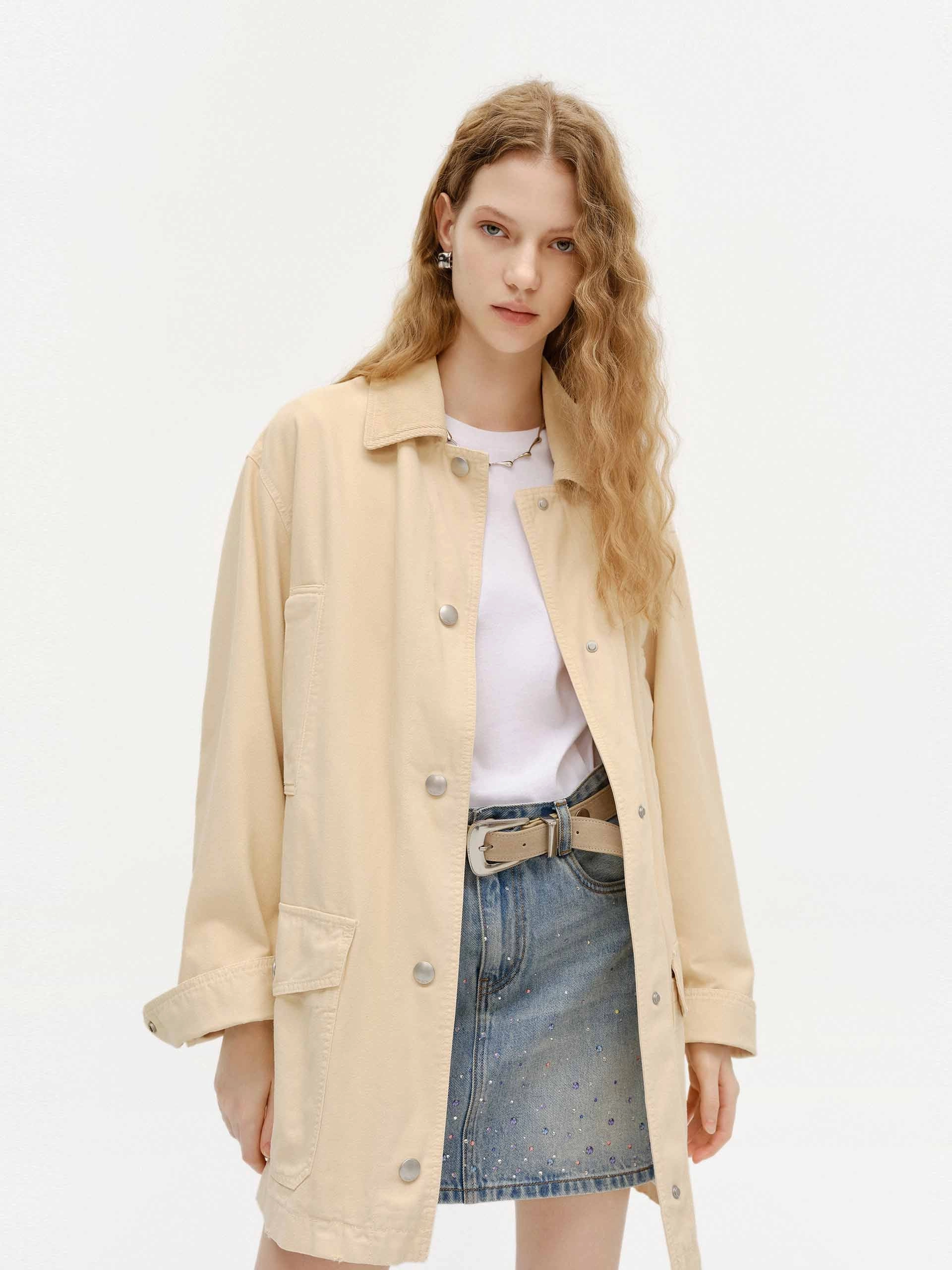 Snap Button Cotton Jacket Contemporary Fit Advertise