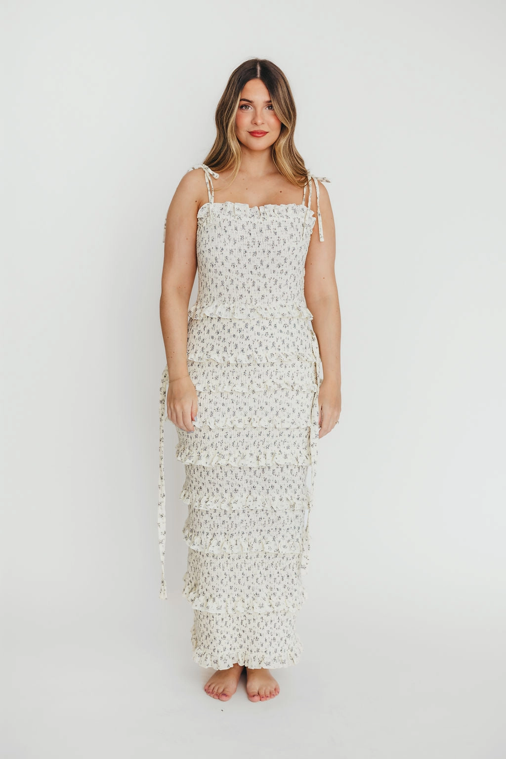 Harley Maxi Dress in Gray Floral - Bump Friendly *Final-Sale* Everyday Use