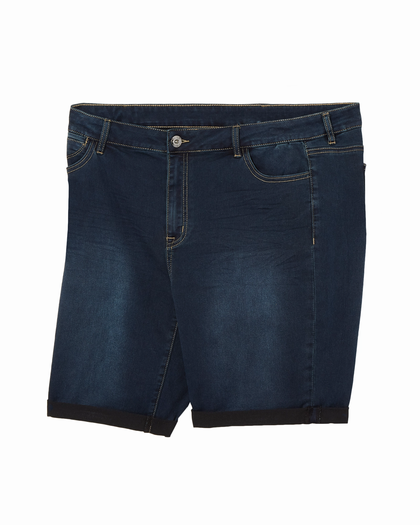 Fits Everyone Spruce Cuffed Bermuda Short | Dark Wash