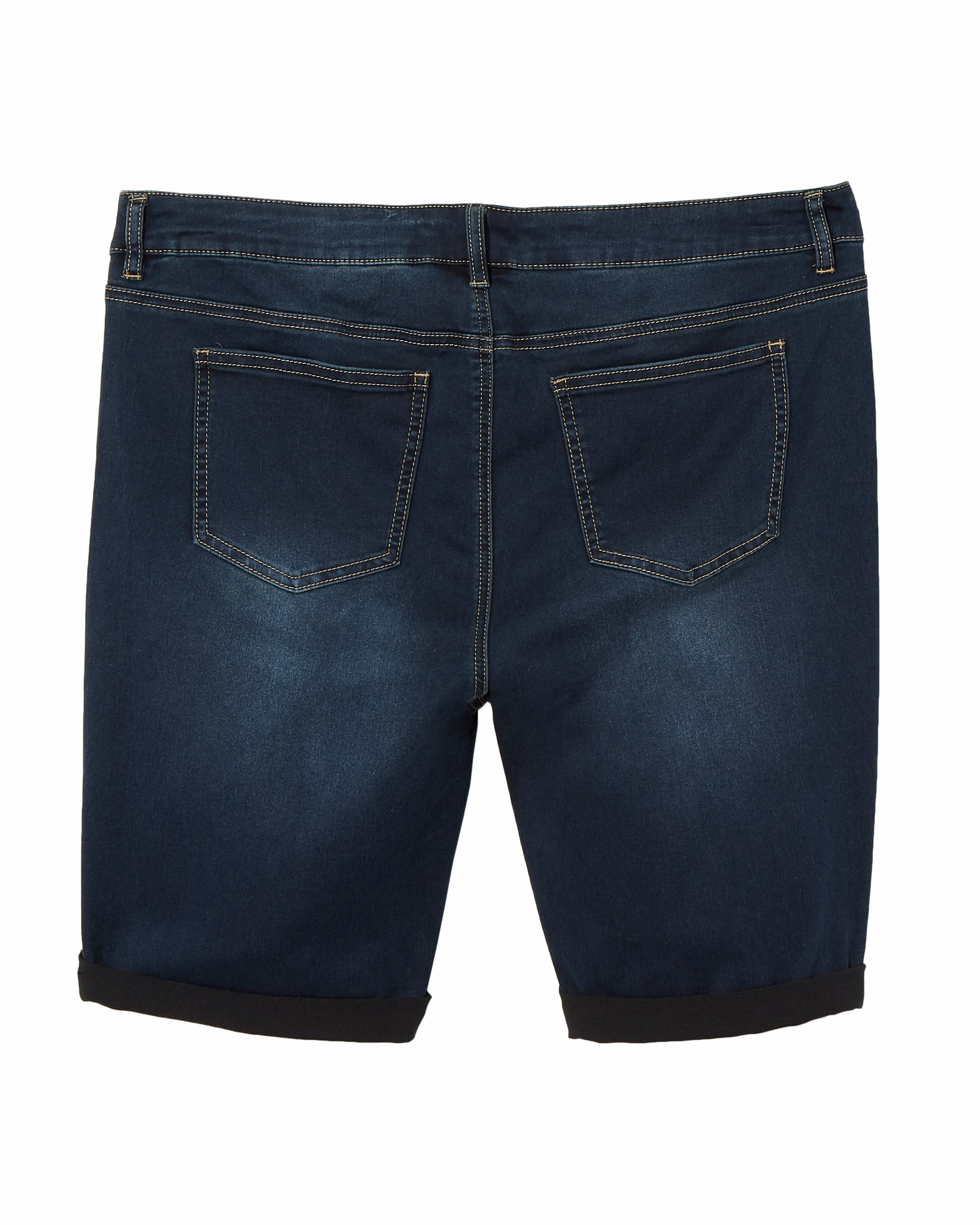 Spruce Cuffed Bermuda Short | Dark Wash Grab And Go Four Way Stretch Fabric