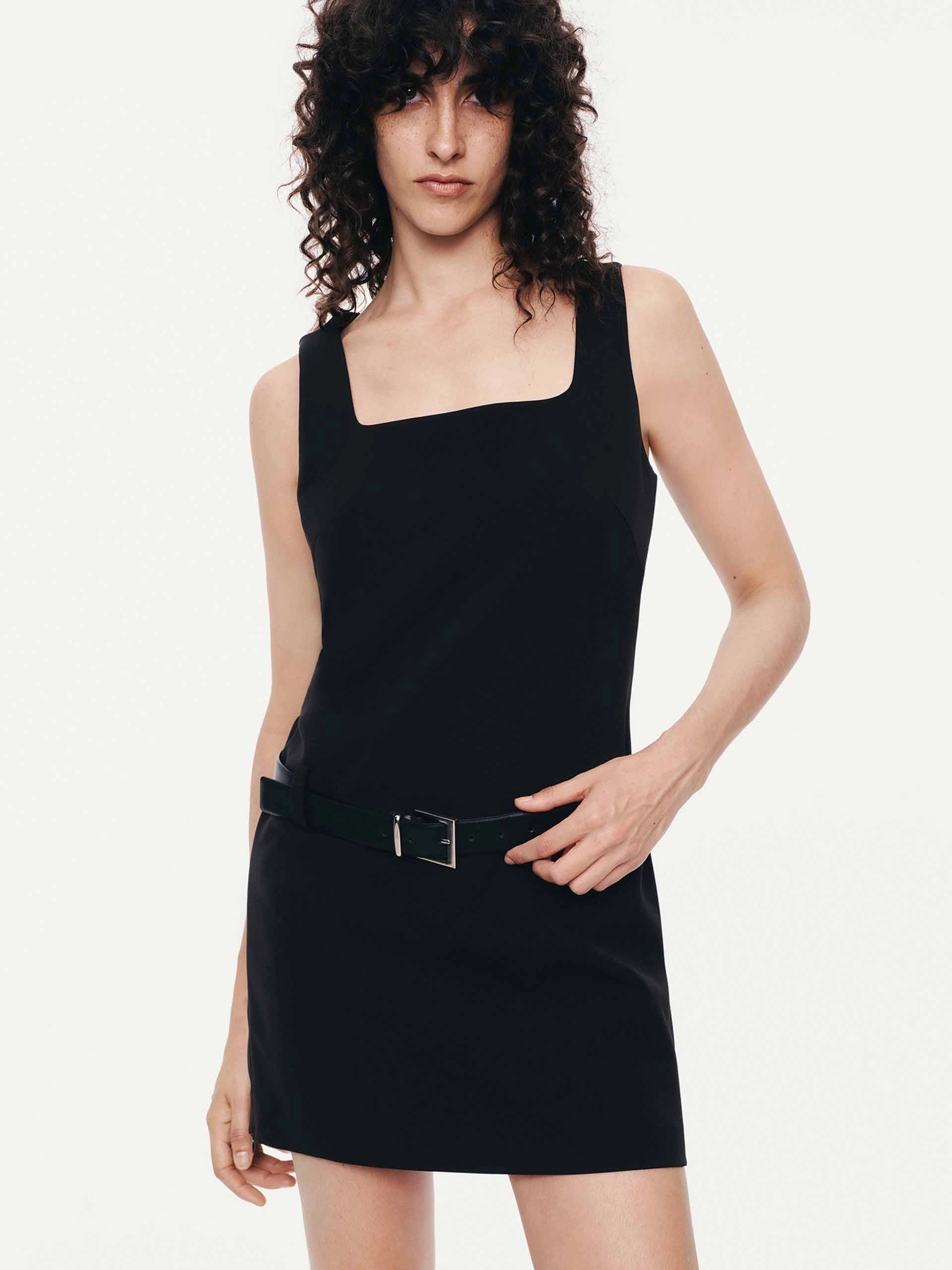 Square Collar Mini Dress Lounge Outfit