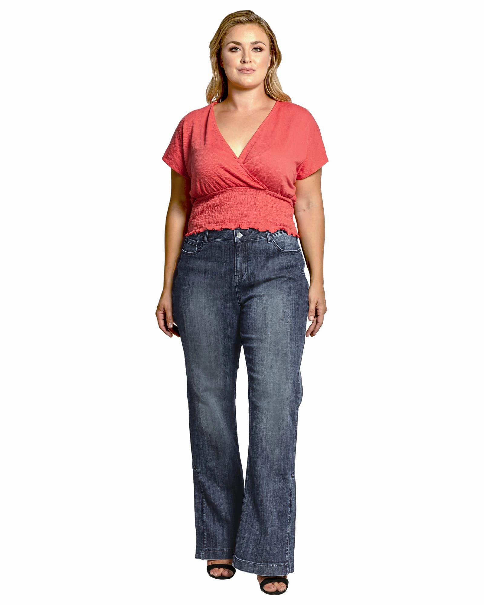 Relaxed Style Work Ready Outdoor Enthusiast Durable Triple Stitched Seams Stacey High Waist Flare Jeans | Medium Blue Whisker