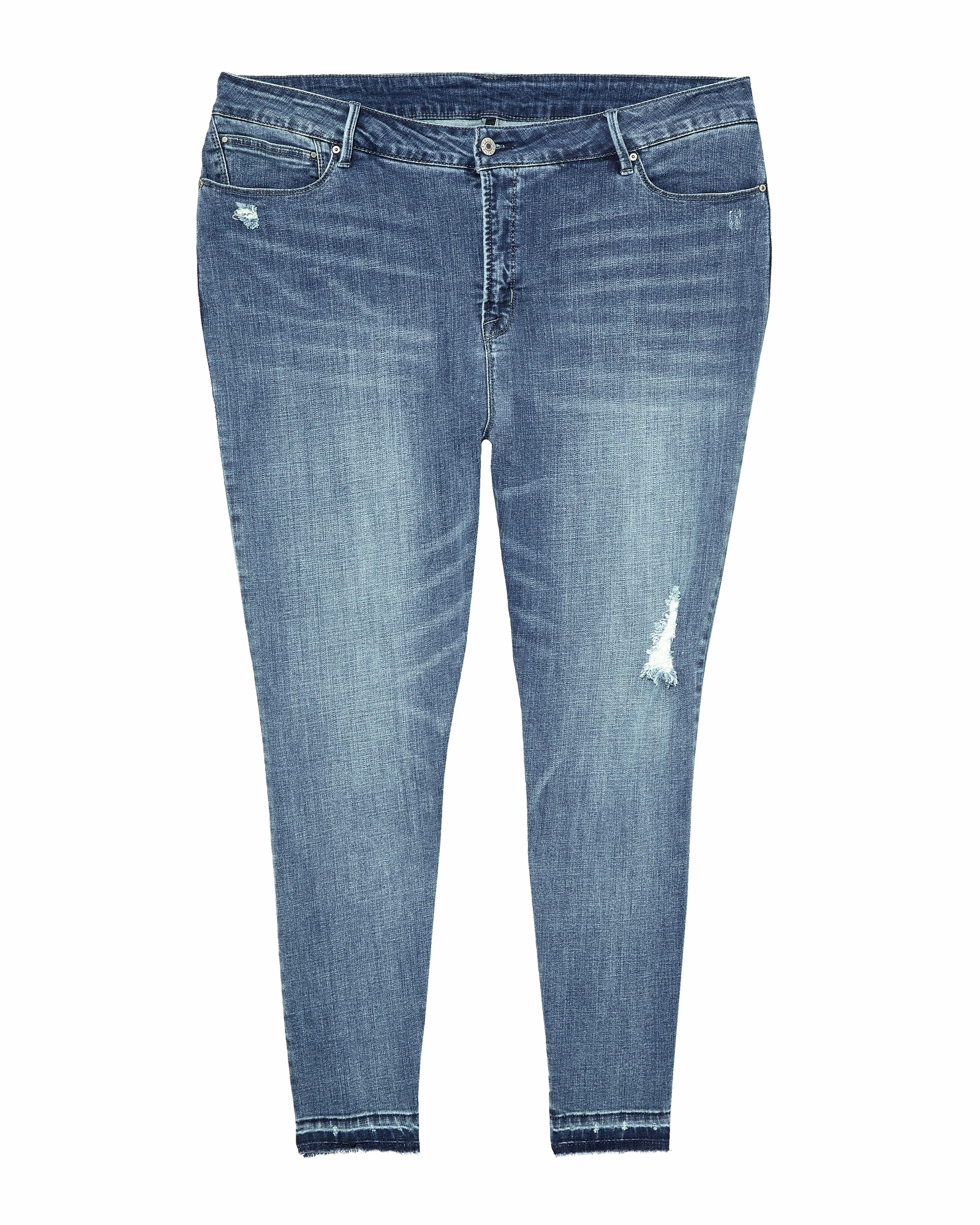 Stagg Destructed Ankle Skinny Jean with Released Hem | Medium Wash Pre Washed Denim