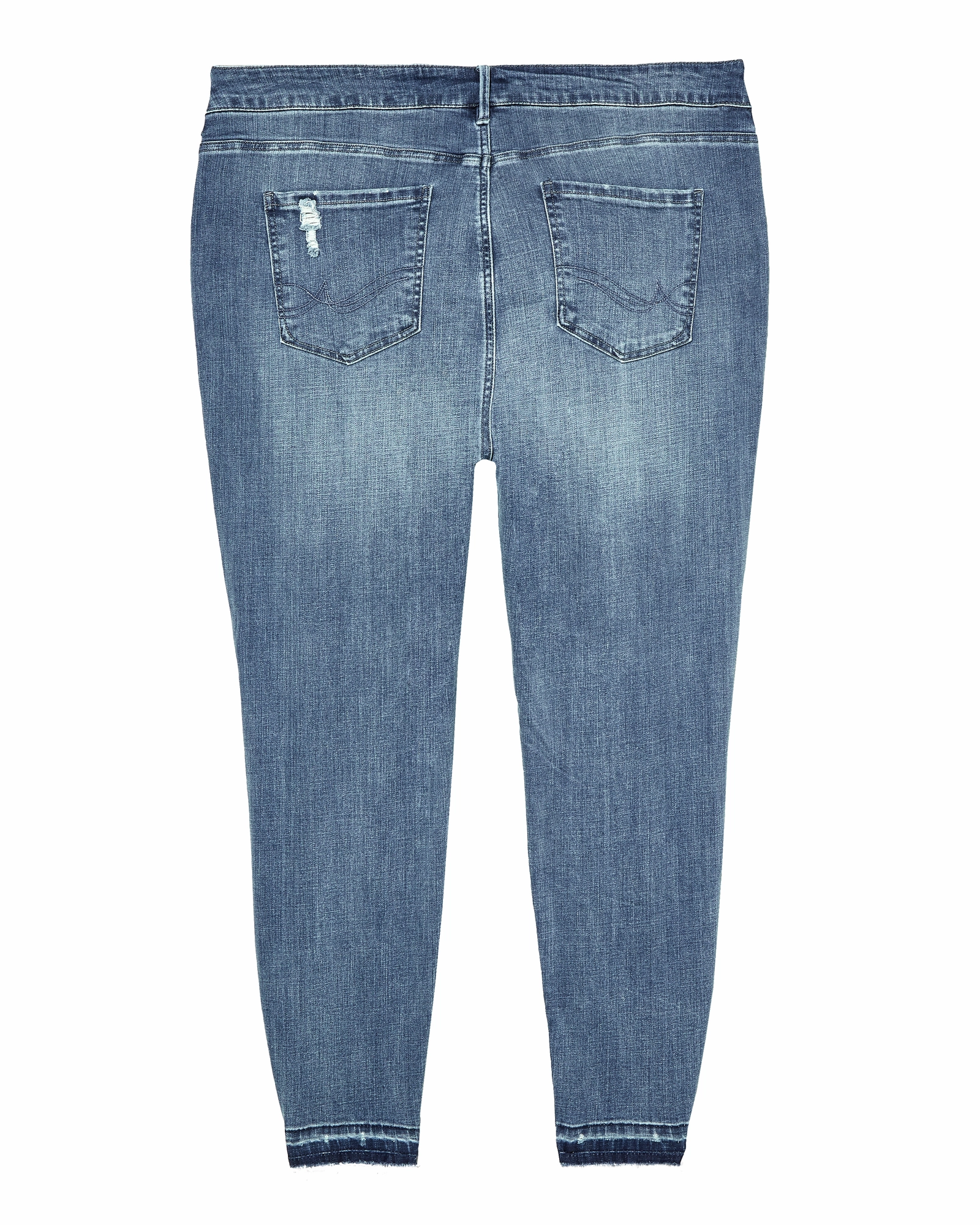 Stagg Destructed Ankle Skinny Jean with Released Hem | Medium Wash Sunny Vibes Office Wear City Walk Weekend Warrior