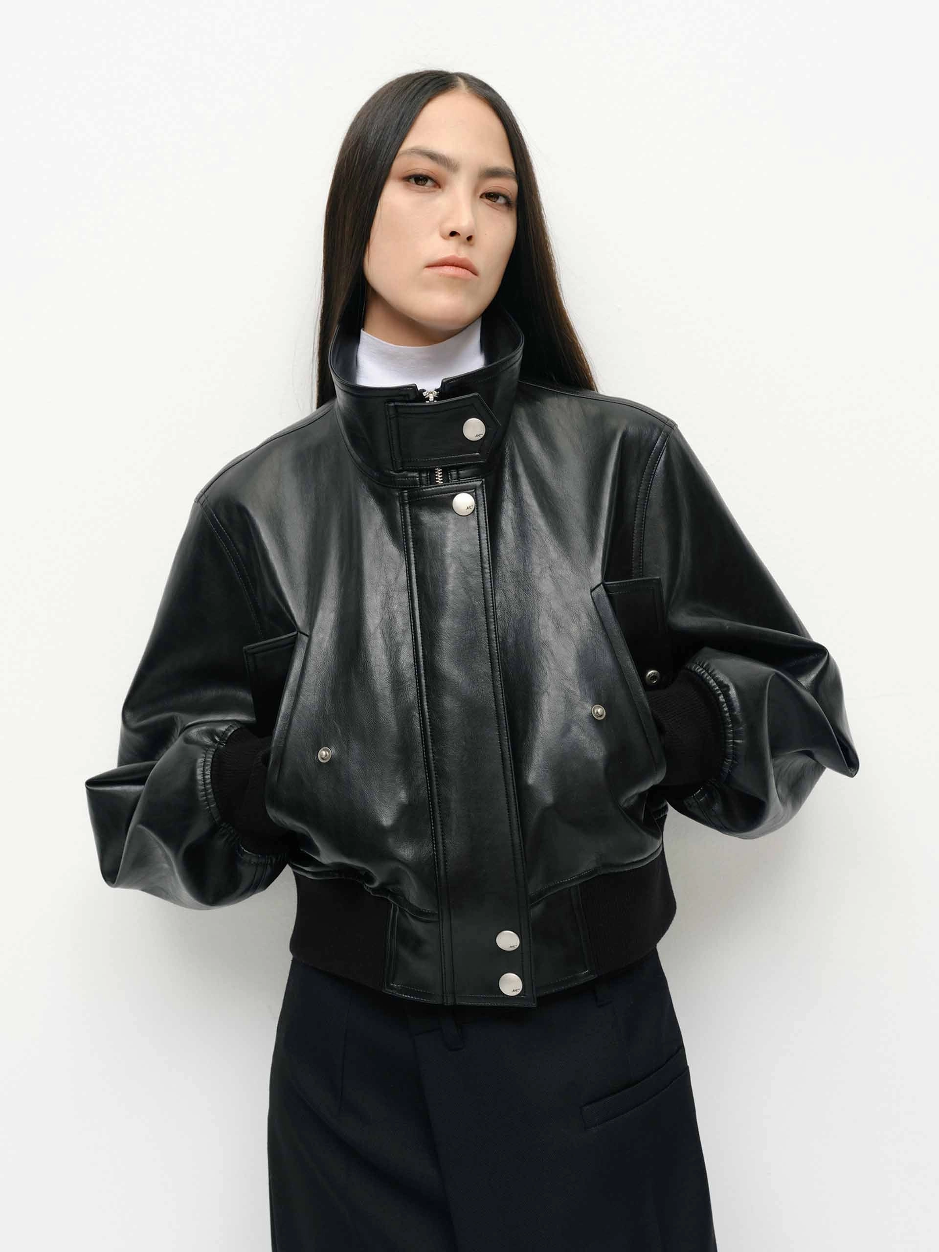 Flexible Movement Cropped Leather Jacket